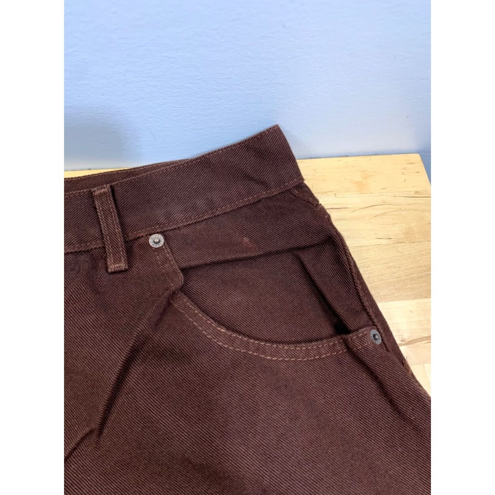 Vintage VINTAGE Solo Jeans Shirt Baggy 90s Hip Hop USA Mens 44x31 Brown Cotton Denim 5-Pocket Straight Relaxed NWT Size US 44 / EU 60 - 5 Thumbnail