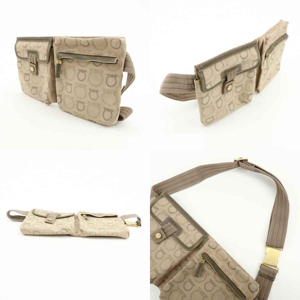 Salvatore Ferragamo Ferragamo Gancini Canvas Belt Bag Beige Size ONE SIZE - 3 Thumbnail