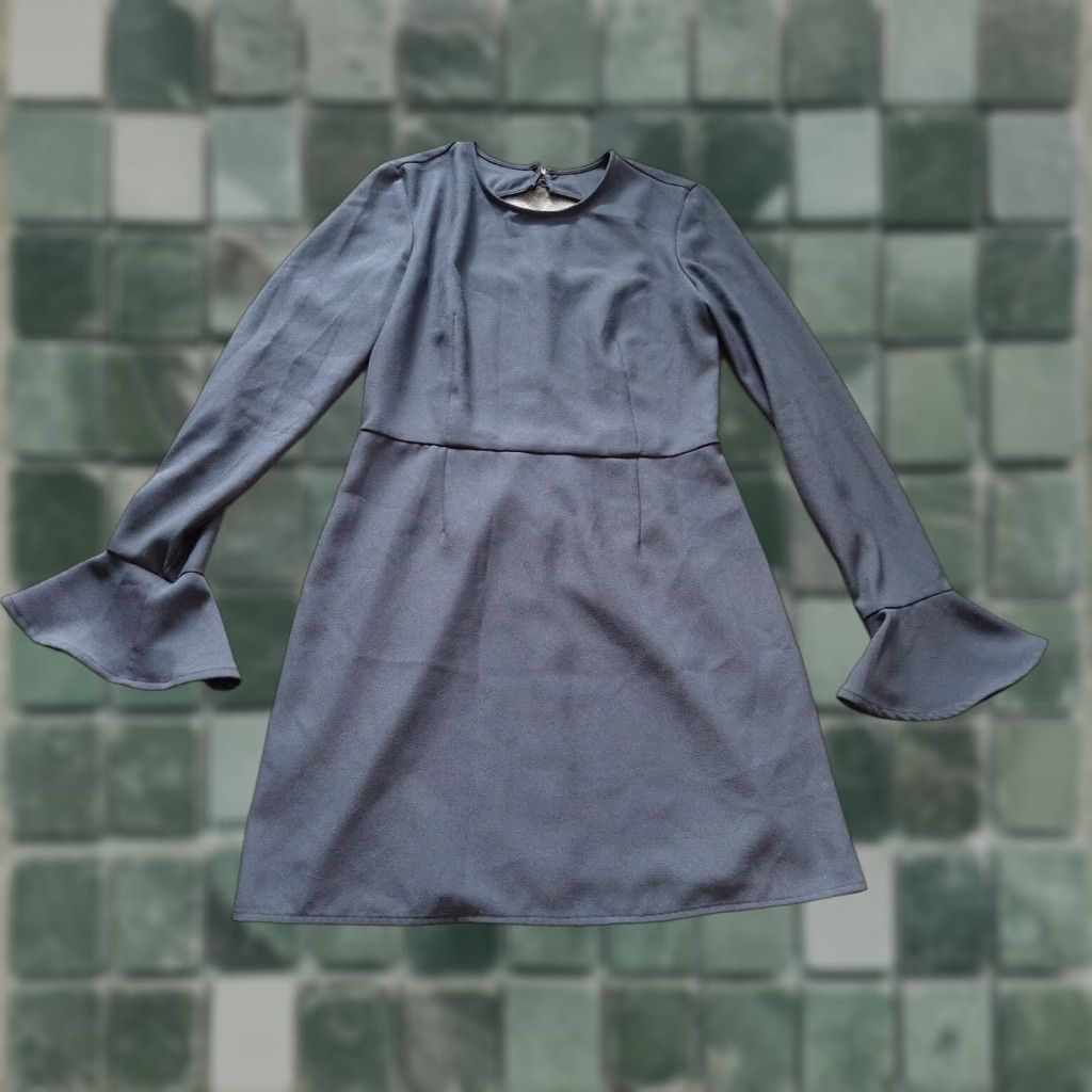 Vintage Leith Dress Womens M Long Sleeve Blue Midi Shirt Dress Regular Size M / US 6-8 / IT 42-44 - 1 Thumbnail