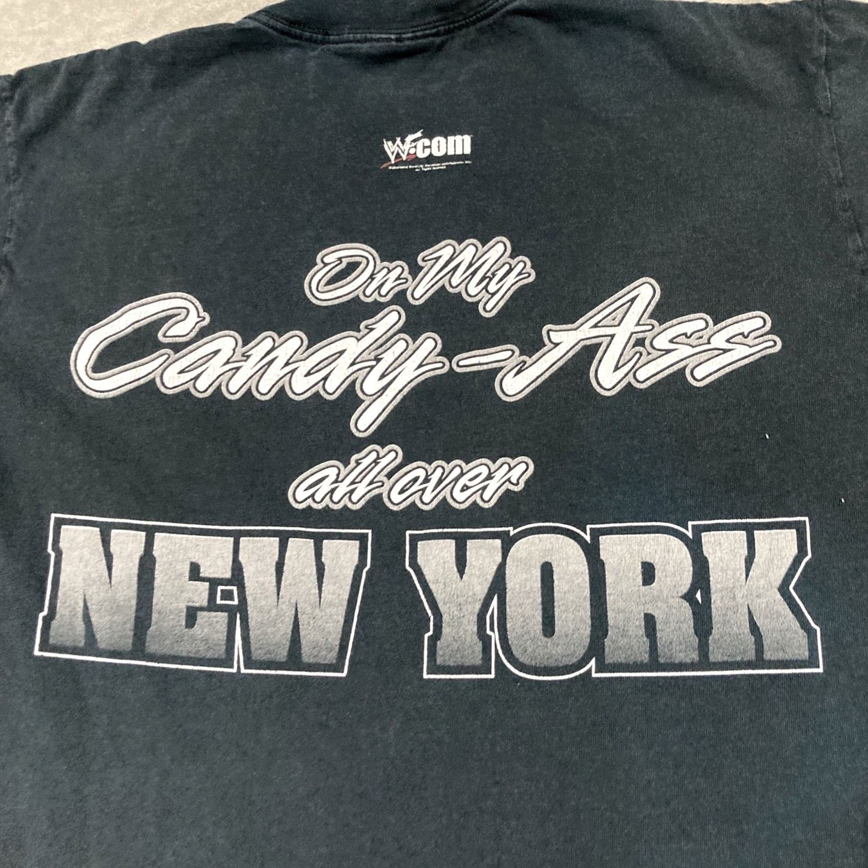 Vintage VINTAGE WWF THE ROCK Laid The Smack Down On My Candy Ass In New York T-Shirt L Black Mens Boys Size US L / EU 52-54 / 3 - 7 Thumbnail