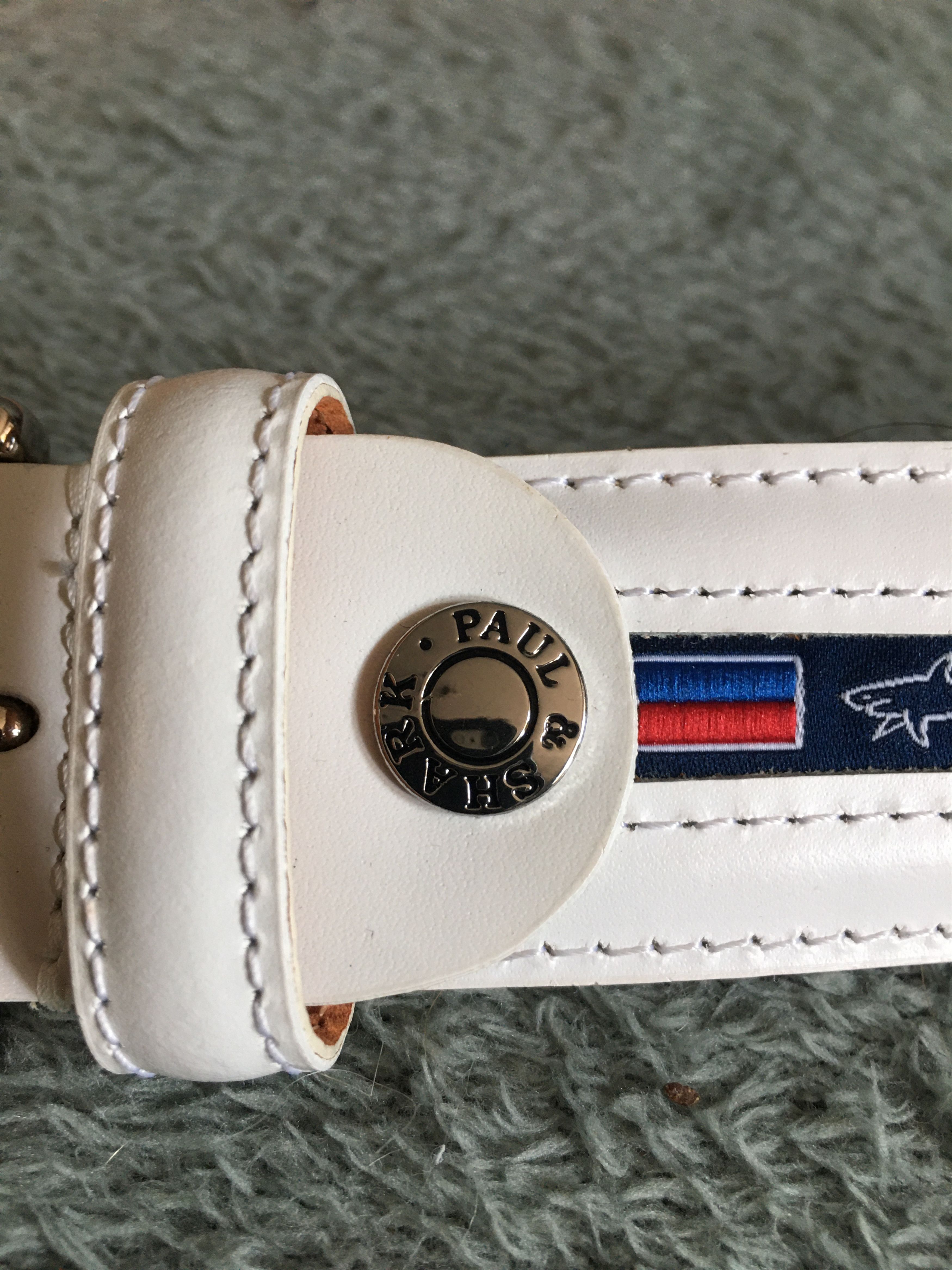 Paul & Shark Paul & Shark 90 Men's Leather & Fabric Belt Flags & Sharks Size 36 - 5 Thumbnail