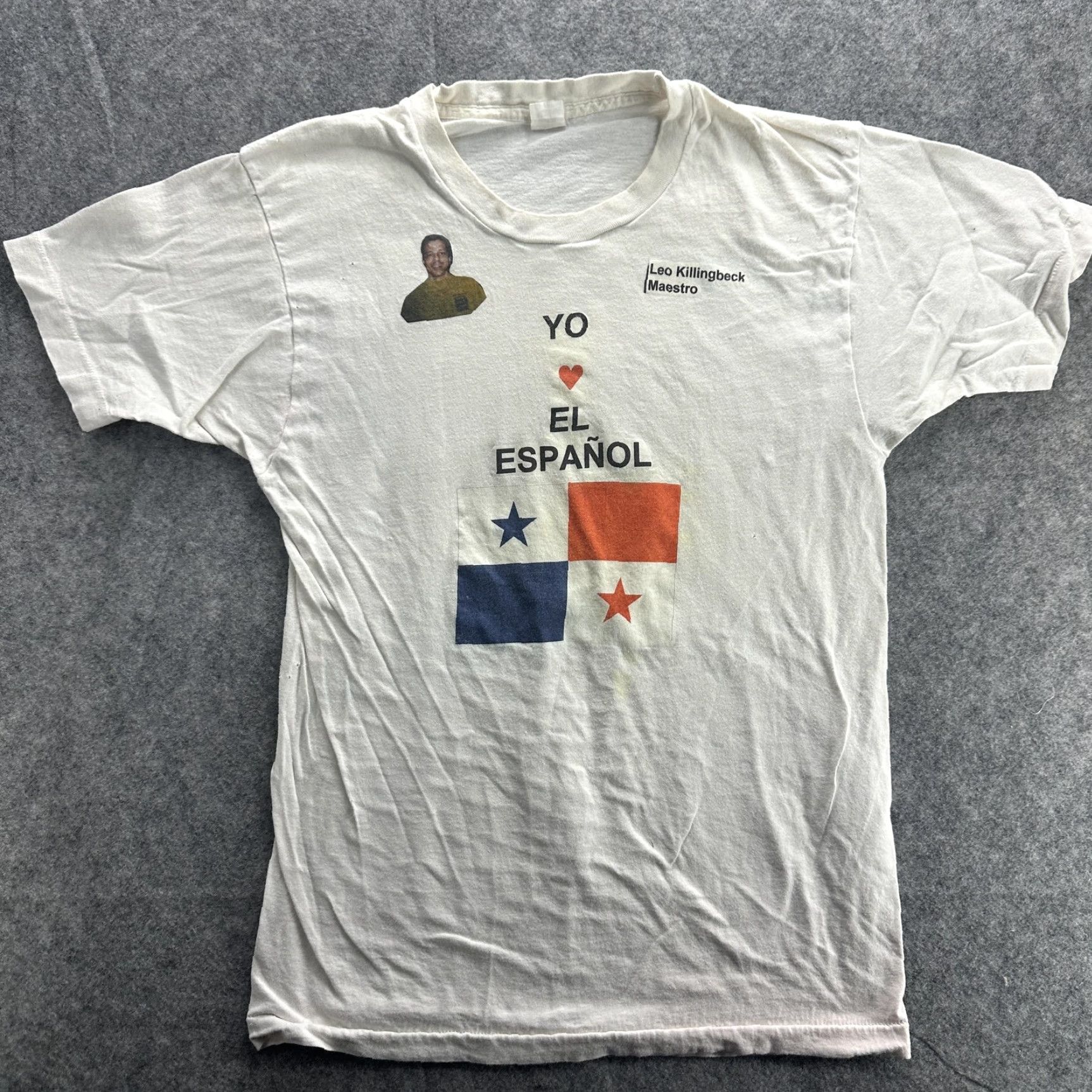 Fruit Of The Loom VINTAGE Fruit of the Loom T-Shirt Men's Large White Panama Flag IES Language 90s Graphic Tee Size US L / EU 52-54 / 3 - 2 Thumbnail