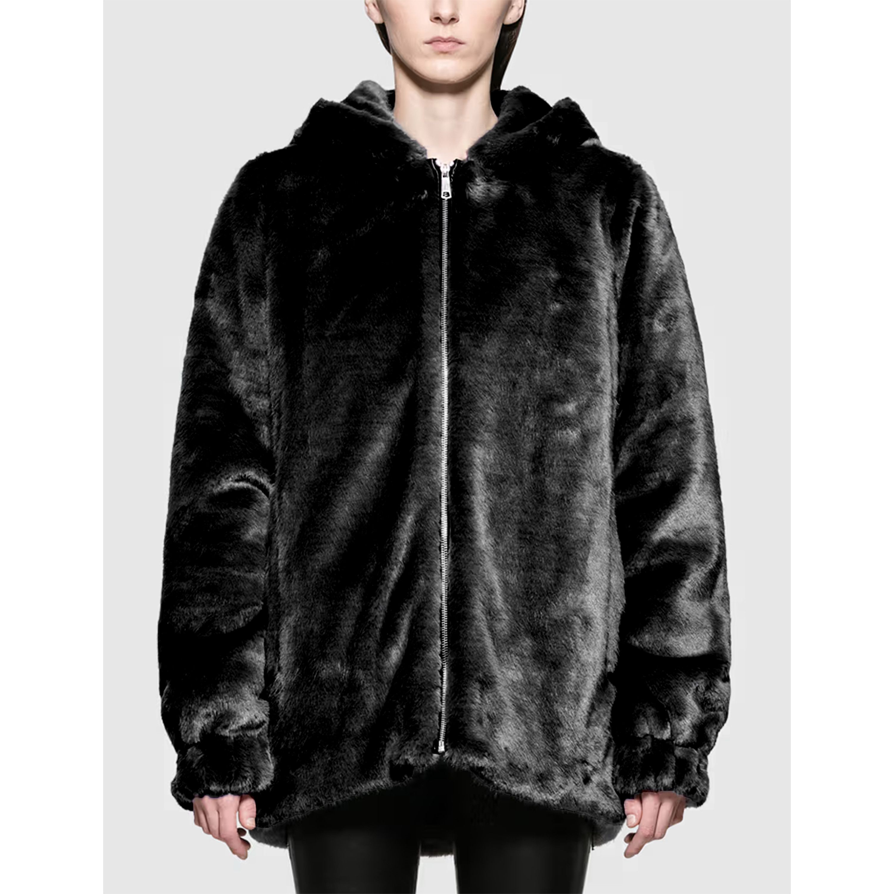 Helmut Lang Helmut Lang Oversized Black Faux Mink Bomber Jacket Size M / US 6-8 / IT 42-44 - 4 Thumbnail