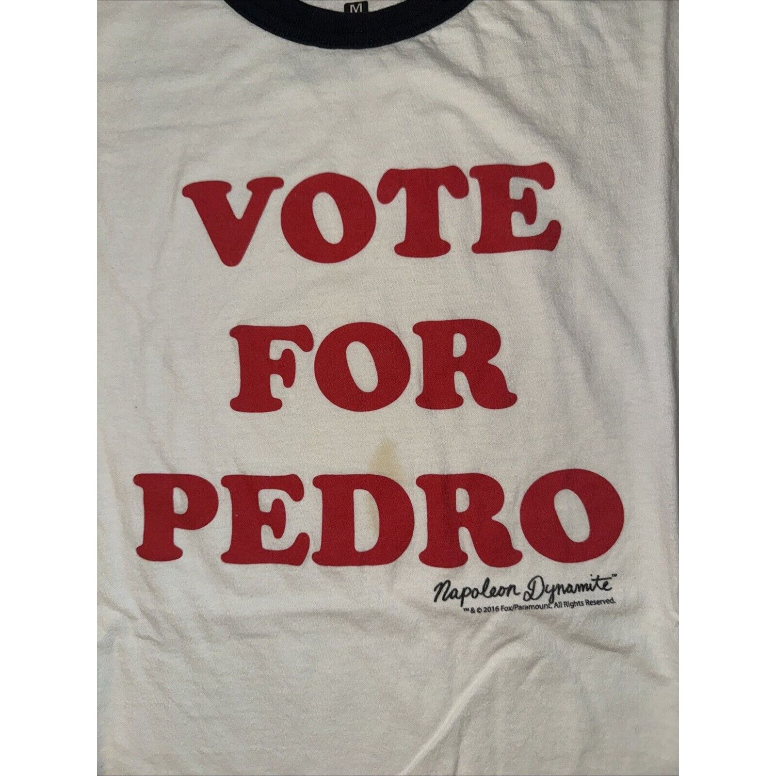 Band Tees × Vintage Vote For Pedro Ringer T-Shirt White M 17x25 2016 Size US M / EU 48-50 / 2 - 2 Thumbnail