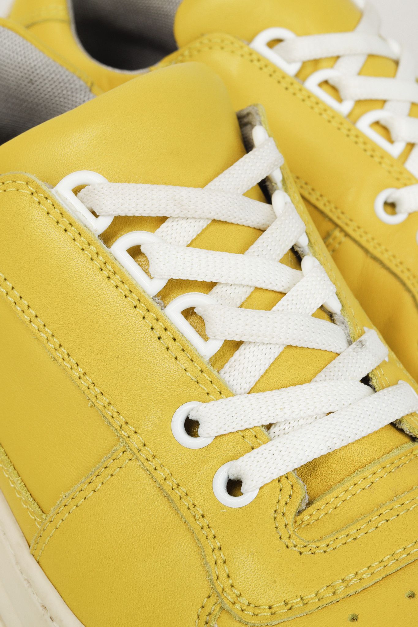Acne Studios Acne Studios Perey Yellow Leather Low Top Lace Sneaker Size US 7.5 / IT 37.5 - 7 Thumbnail