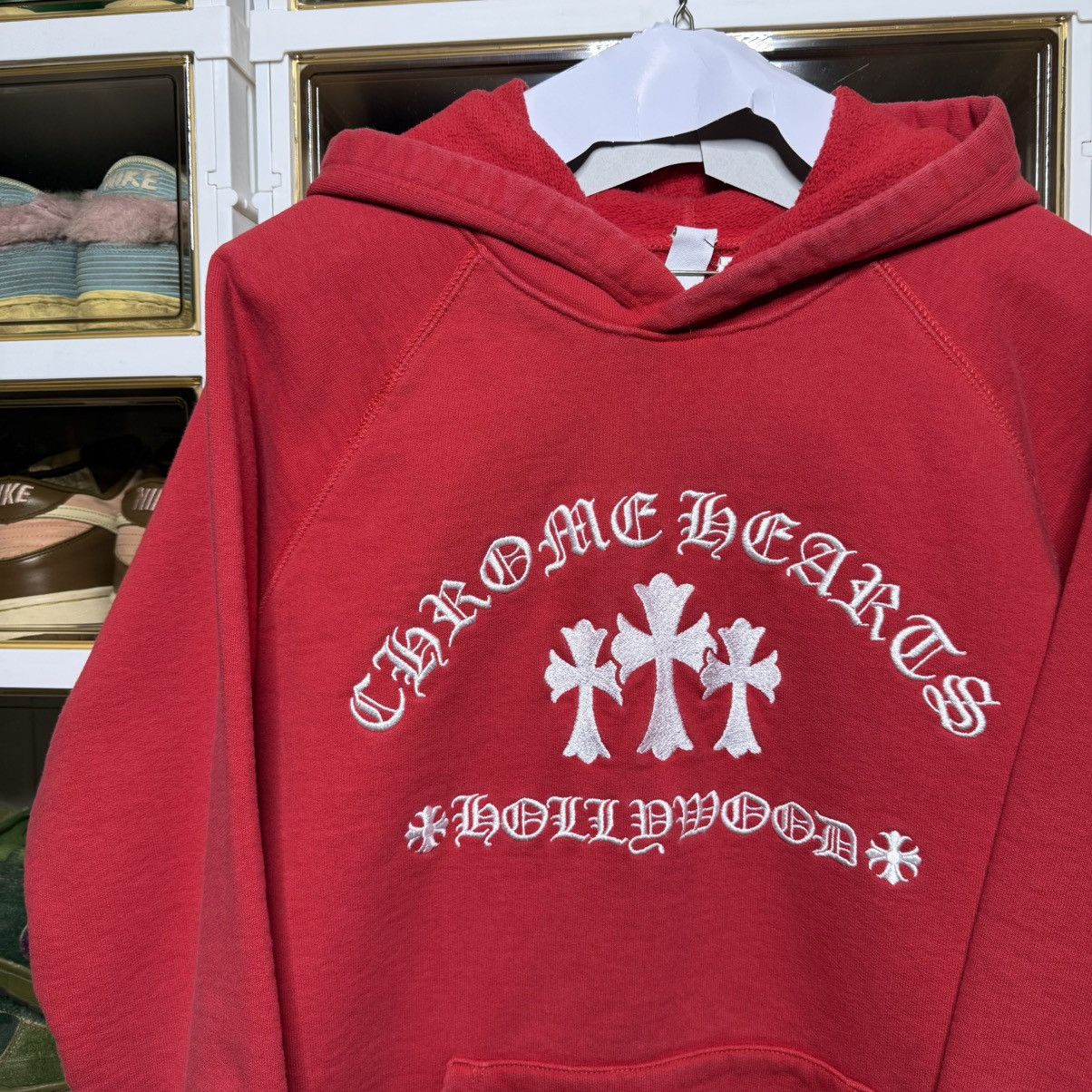 Chrome Hearts Rare Chrome Hearts Cross Hollywood Red hoodie