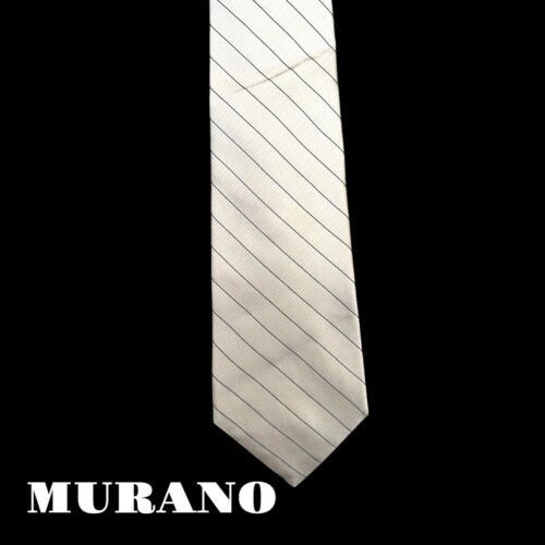 Murano Hand Made MURANO White Striped Tie. Size ONE SIZE - 1 Thumbnail
