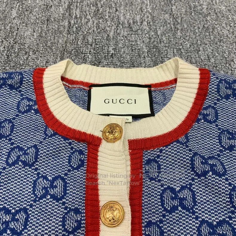 Gucci Gucci Blue double G old flower full-print knitted cardigan Size S / US 4 / IT 40 - 4 Thumbnail