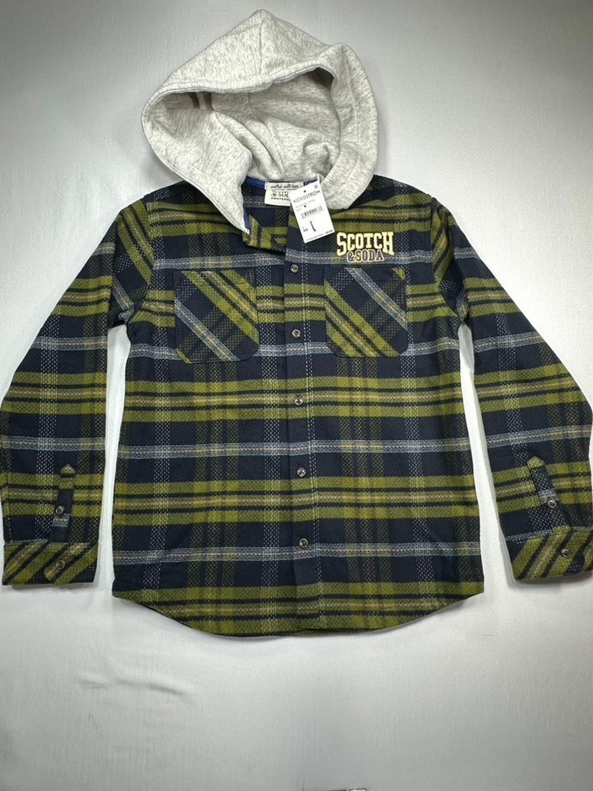 Scotch & Soda Scotch Soda Plaid Full Button Embroidered Hoodie Green Kid L Size US L / EU 52-54 / 3 - 1 Thumbnail