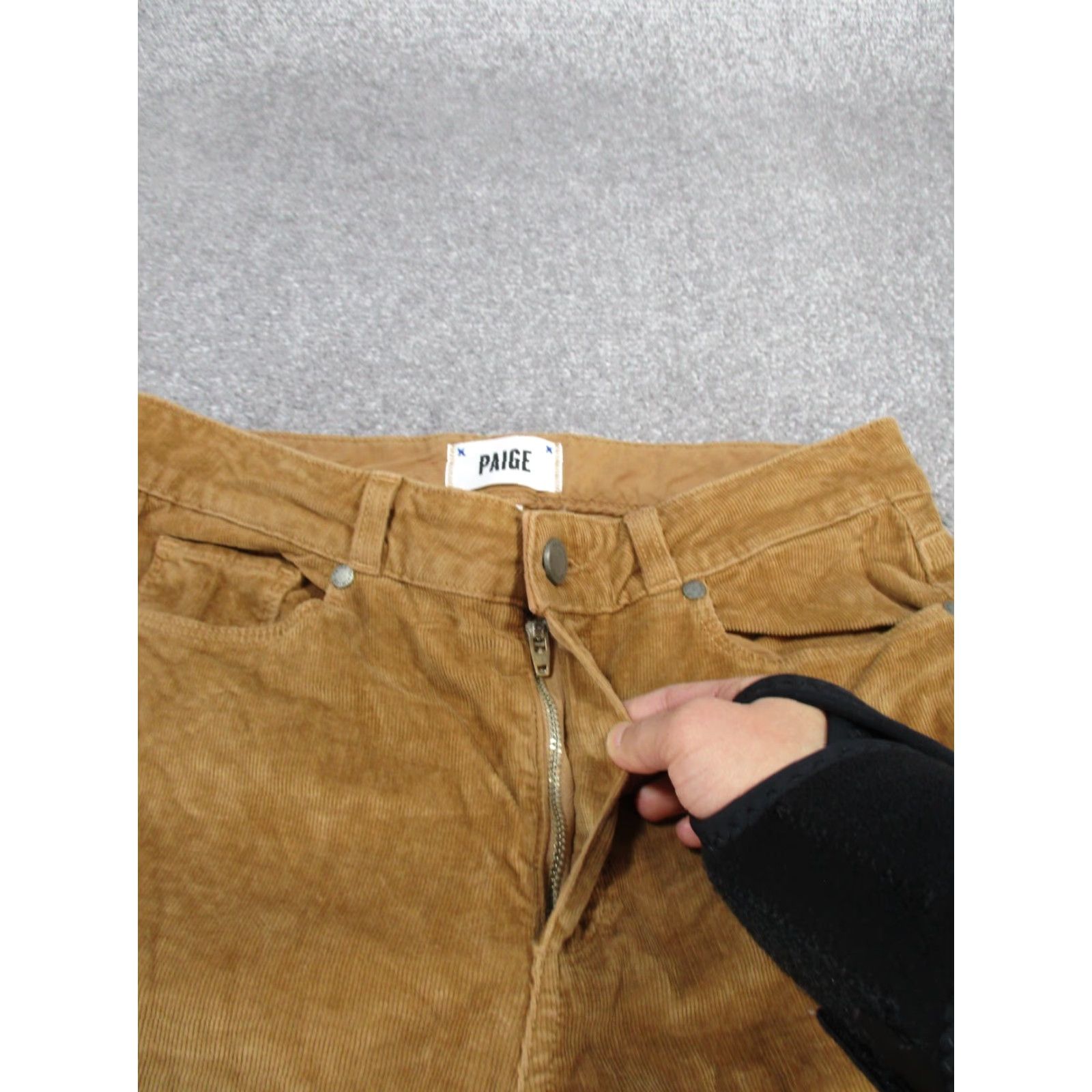 Paige Paige Pants Womens 27 Tan Corduroy Skinny Ankle Flat Front Zip Cotton Spandex Size 27" / US 4 / IT 40 - 3 Thumbnail