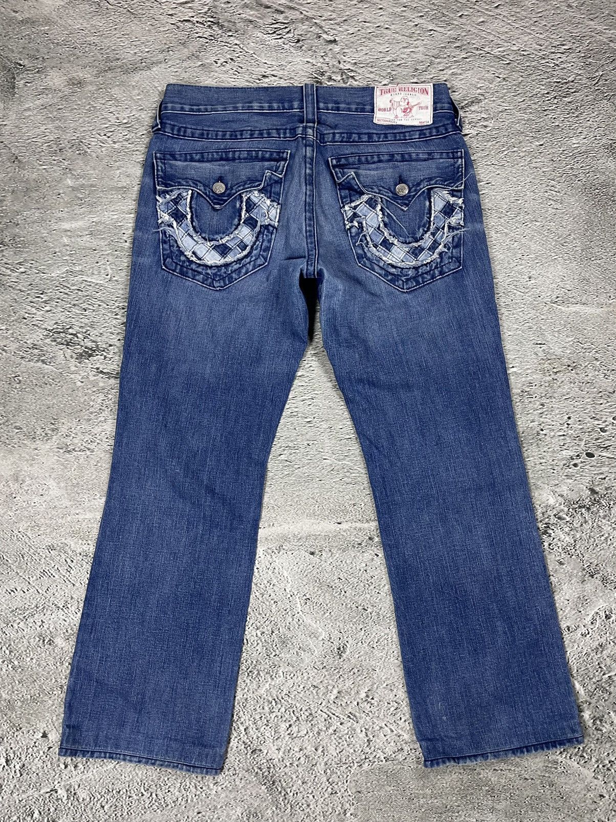 True Religion blue jeans contrast logo Y2K Ricky