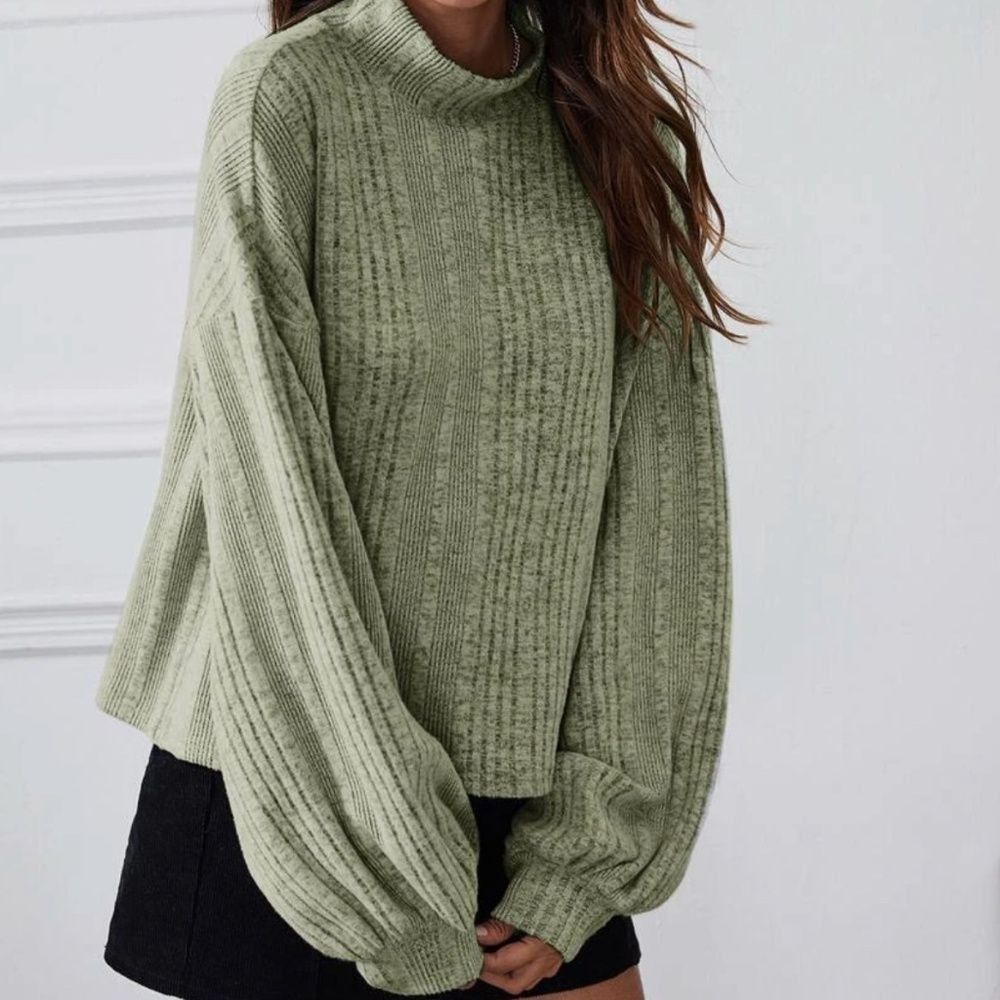 Shein SHEIN SZ S Essnce Funnel Neck Lantern Sleeve Rib-knit sweter Size S / US 4 / IT 40 - 3 Thumbnail