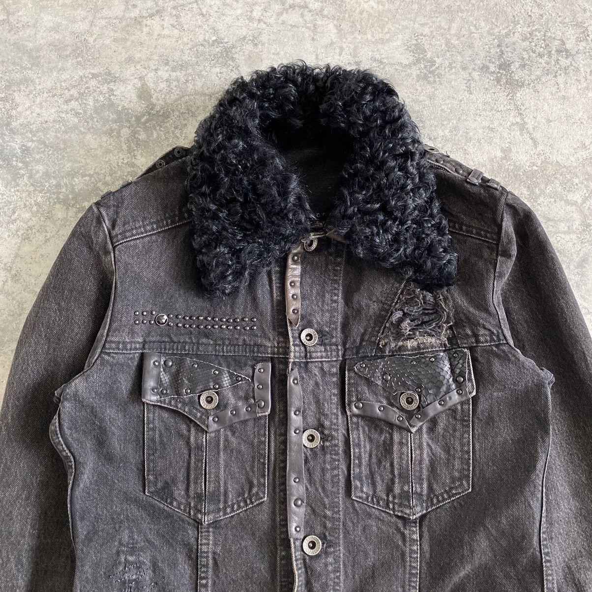 5351 POUR LES HOMMES 5351 Pour Les Homme Studded Distressed Fur Denim Jacket Size US S / EU 44-46 / 1 - 3 Thumbnail