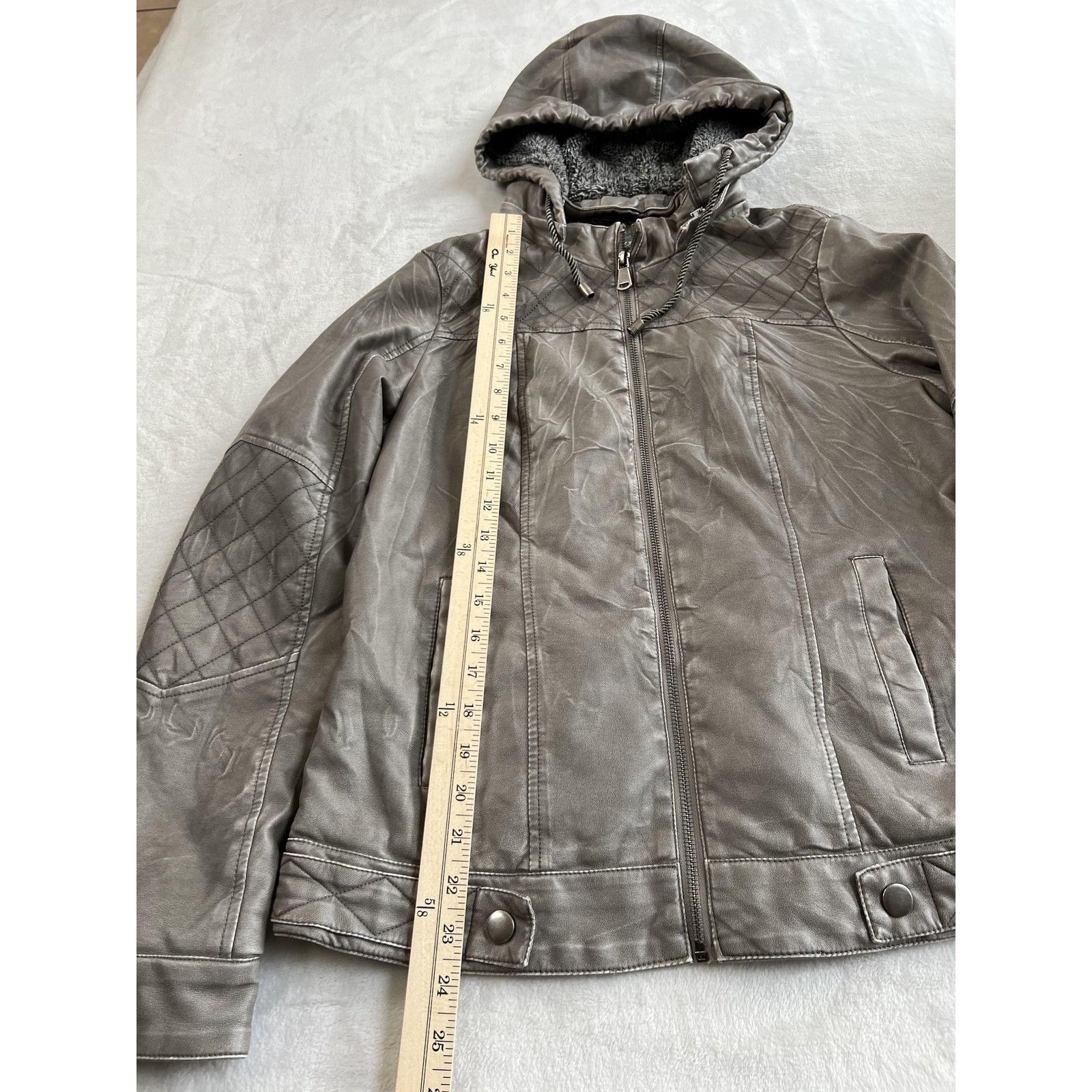 BKE BKE Buckle Outerwear Jacket Women's Medium Gray Faux Leather Size M / US 6-8 / IT 42-44 - 5 Thumbnail