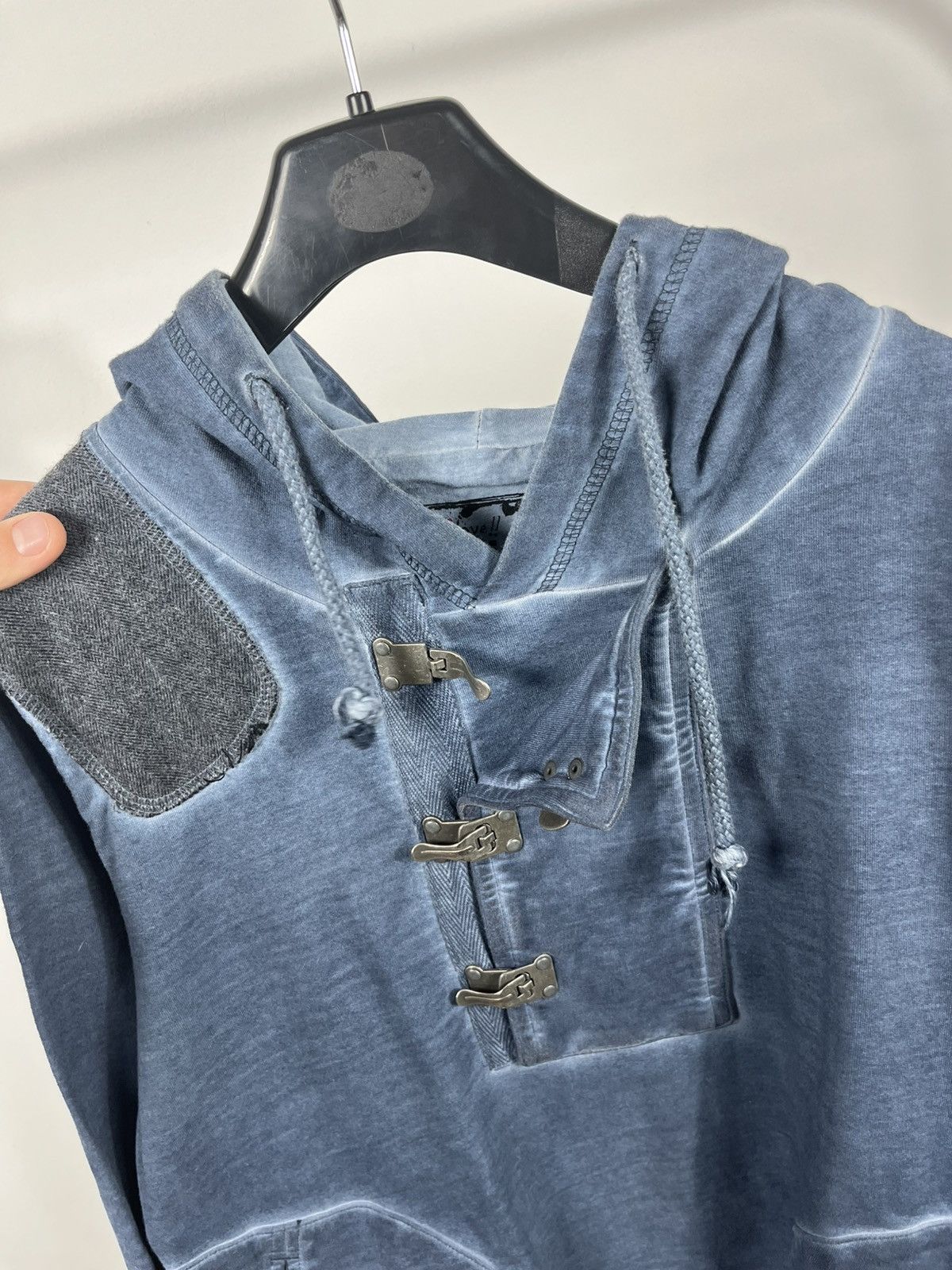 Desigual Desigual blue washed hoodie with metal buckles size M men Size US M / EU 48-50 / 2 - 6 Thumbnail