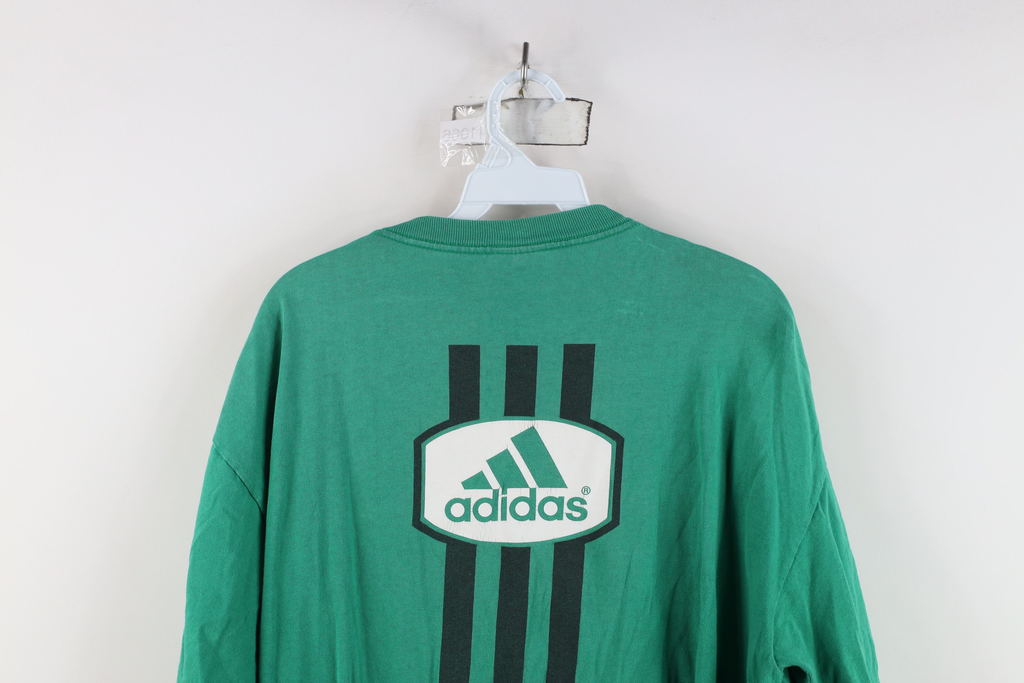 Adidas Vintage 90s Adidas Spell Out Big Logo T-Shirt Green USA Size US L / EU 52-54 / 3 - 13 Thumbnail