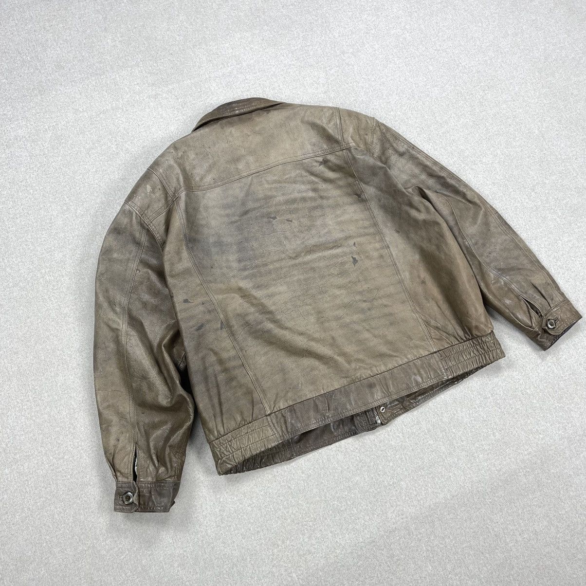 Leather × Vintage VINTAGE GENUINE LEATHER BROWN BOMBER JACKET BOXY DISTRESSED Size US XL / EU 56 / 4 - 7 Thumbnail