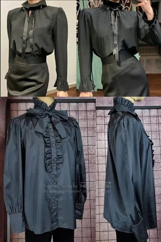 Yves Saint Laurent YSL Black Silk Blend Long Sleeve Blouse . Size S / US 4 / IT 40 - 1 Thumbnail