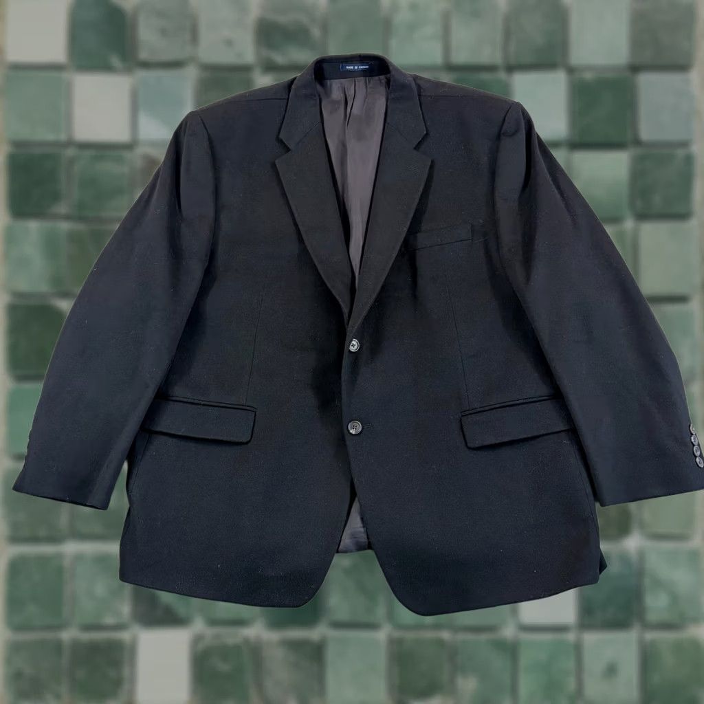 Ralph Lauren VINTAGE Ralph Lauren Blazer Black Wool Cashmere Men 52 Designer Sports Coat Size 52R - 1 Thumbnail