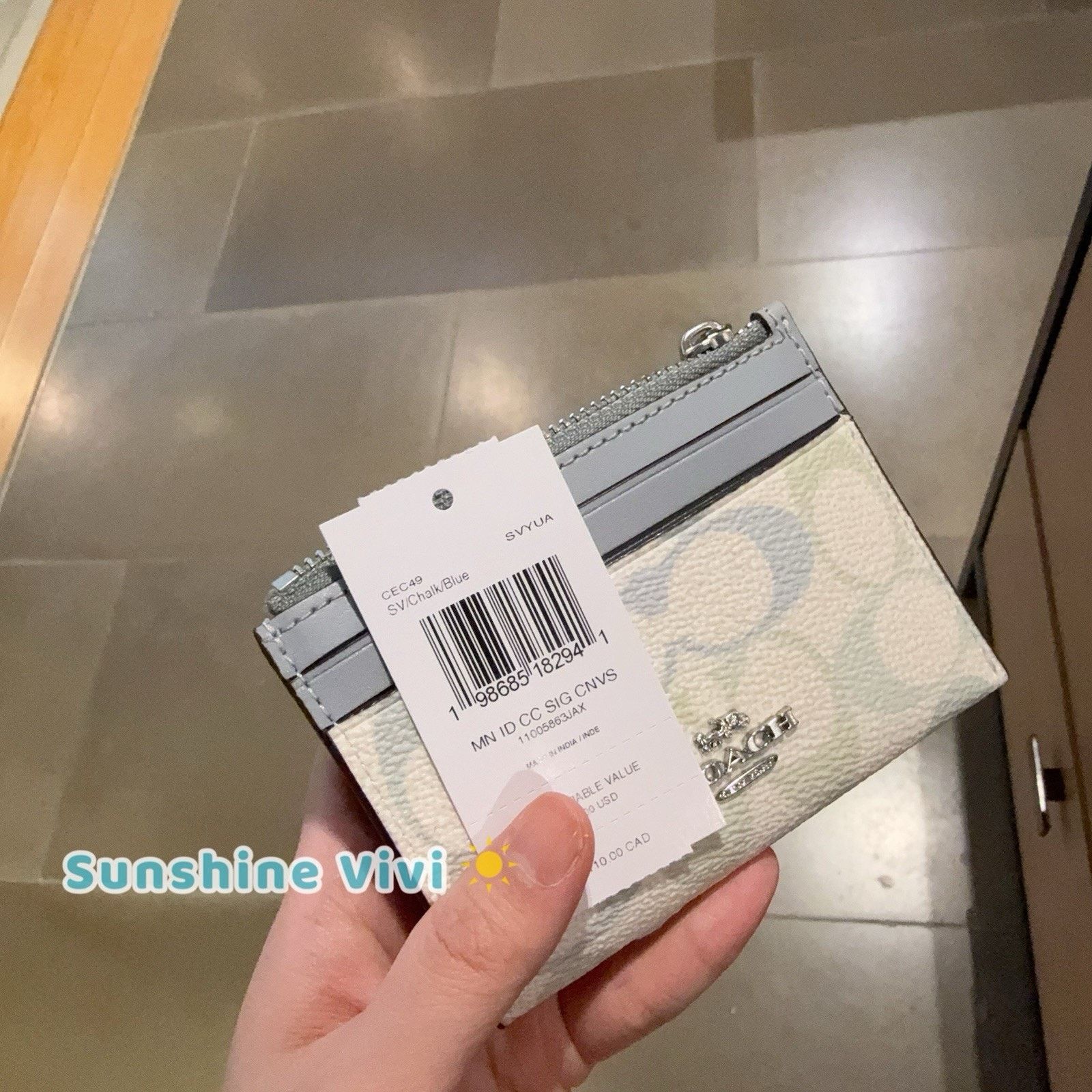 Coach NWT Coach Mini Skinny Id Case Pretty CEC49 Silver/Chalk/Blue Size ONE SIZE - 4 Thumbnail