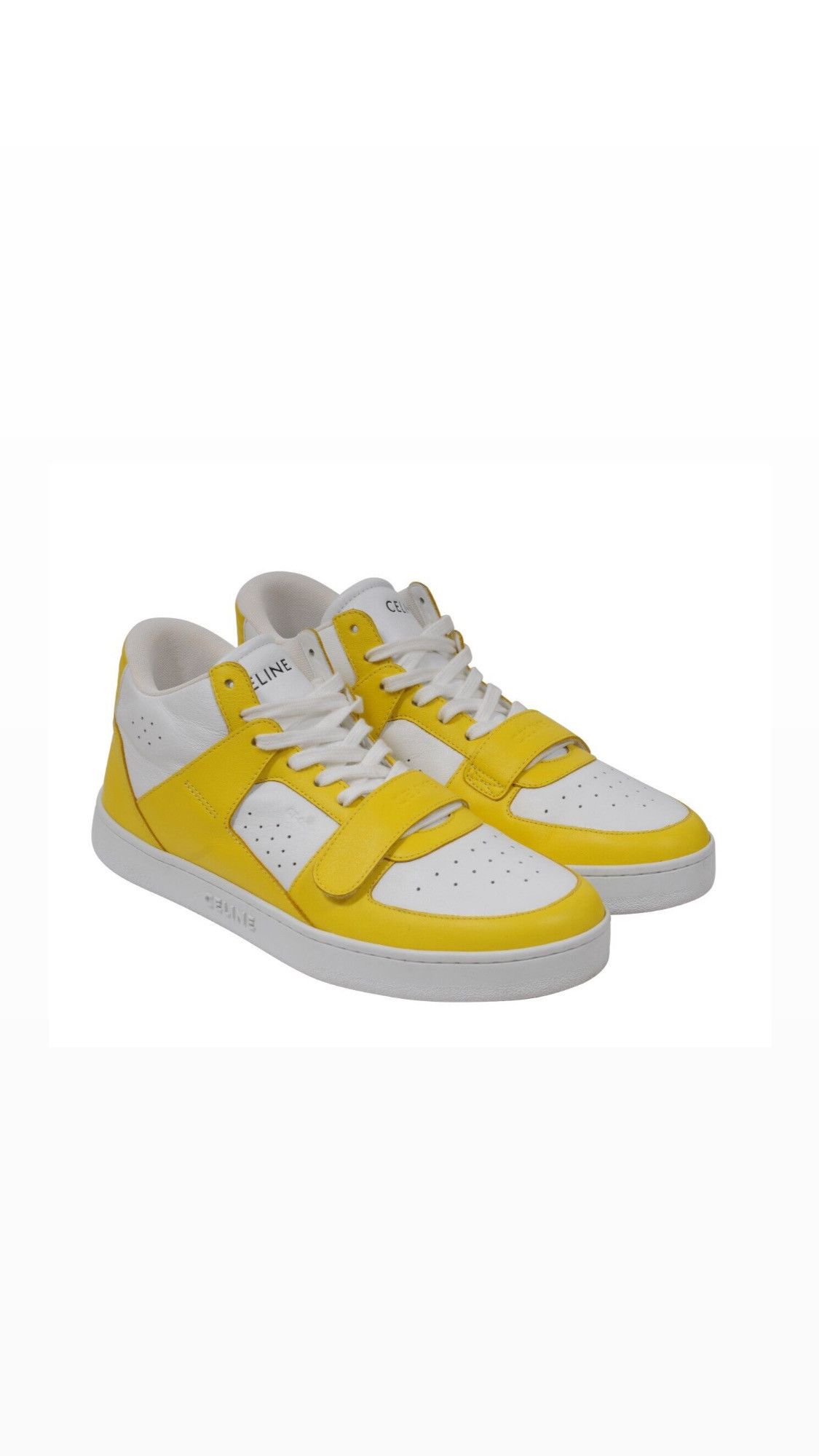 Celine CT 02 Mid Top Sneakers Yellow White Leather Size US 9 / EU 42 - 1 Thumbnail