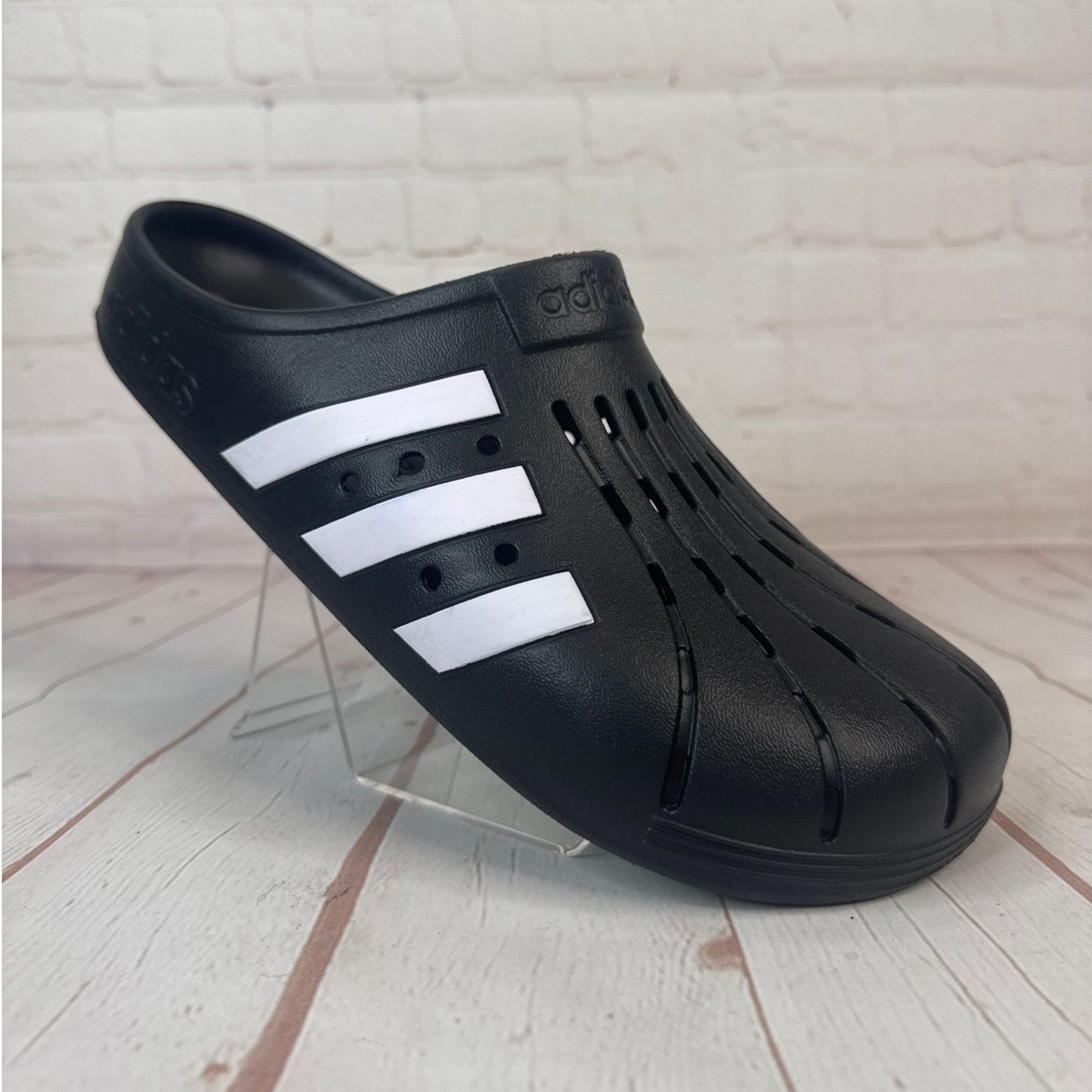 Adidas Adilette Clogs Black White Sandals Mens Sz 12 GZ5886