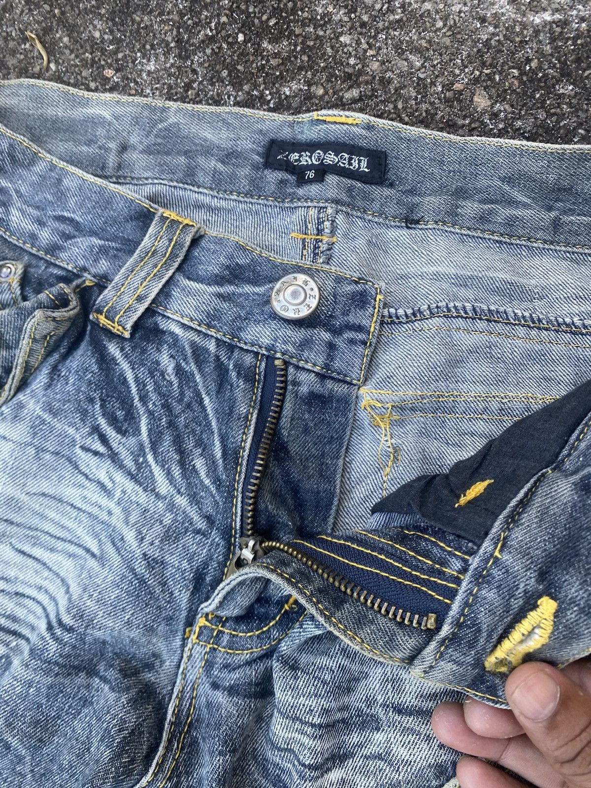 Japanese Brand Zerosail distressed tactical jeans ripped knee punk style Size US 30 / EU 46 - 6 Thumbnail