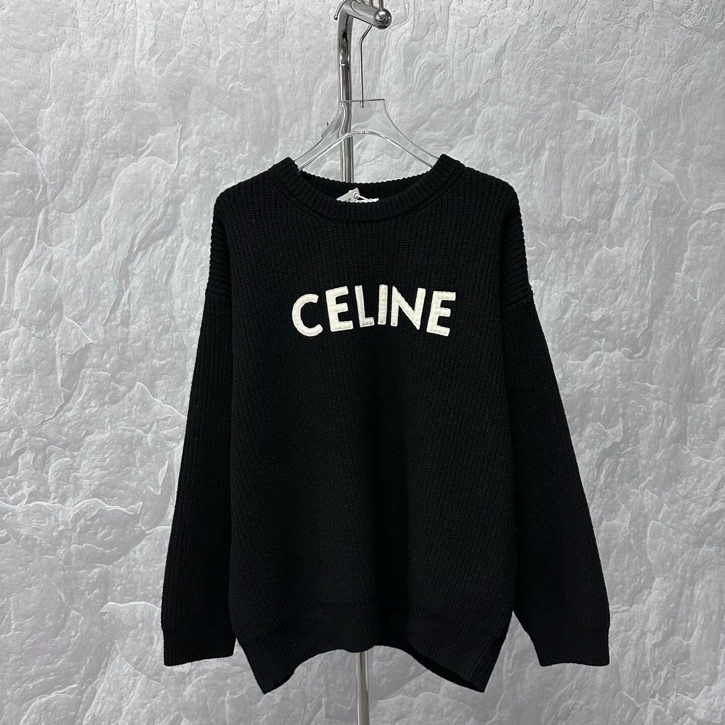 Celine black celine wool sweater with embroidery Size S / US 4 / IT 40 - 1 Thumbnail