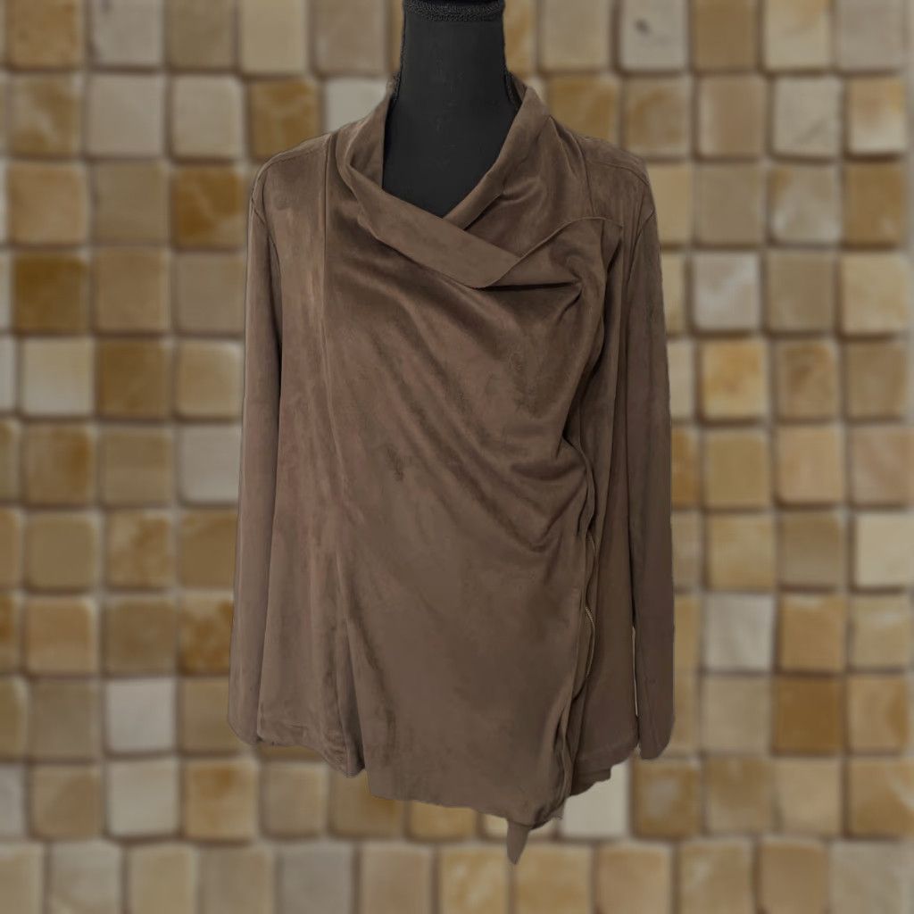 Vintage VINTAGE JustFab Jacket Womens 2X Long Sleeve Faux Suede Draped Brown Polyester Basic Jacket Mens Womens Size XXL / US 16-18 / IT 52-54 - 1 Thumbnail