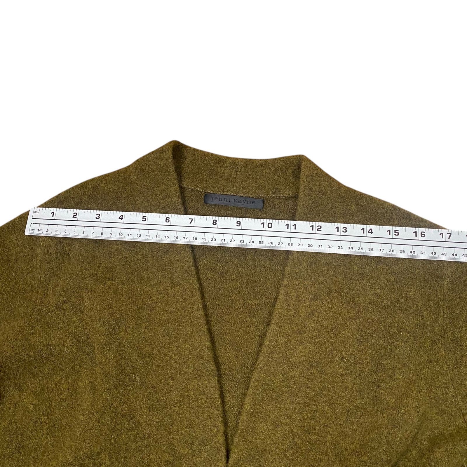 Neiman Marcus Jenni Kayne Merino Wool Yak Olive Green Open Cardigan SZ S Size S / US 4 / IT 40 - 9 Thumbnail
