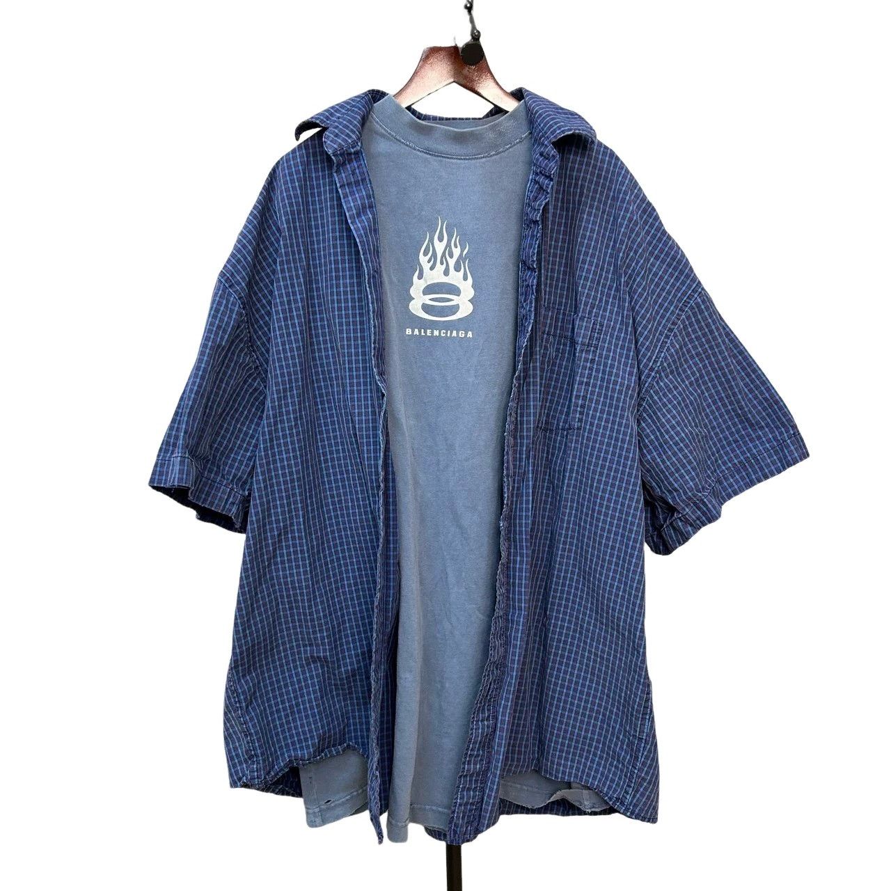 Balenciaga Balenciaga Flame Plaid Button Up Shirt Size M Size US M / EU 48-50 / 2 - 1 Thumbnail