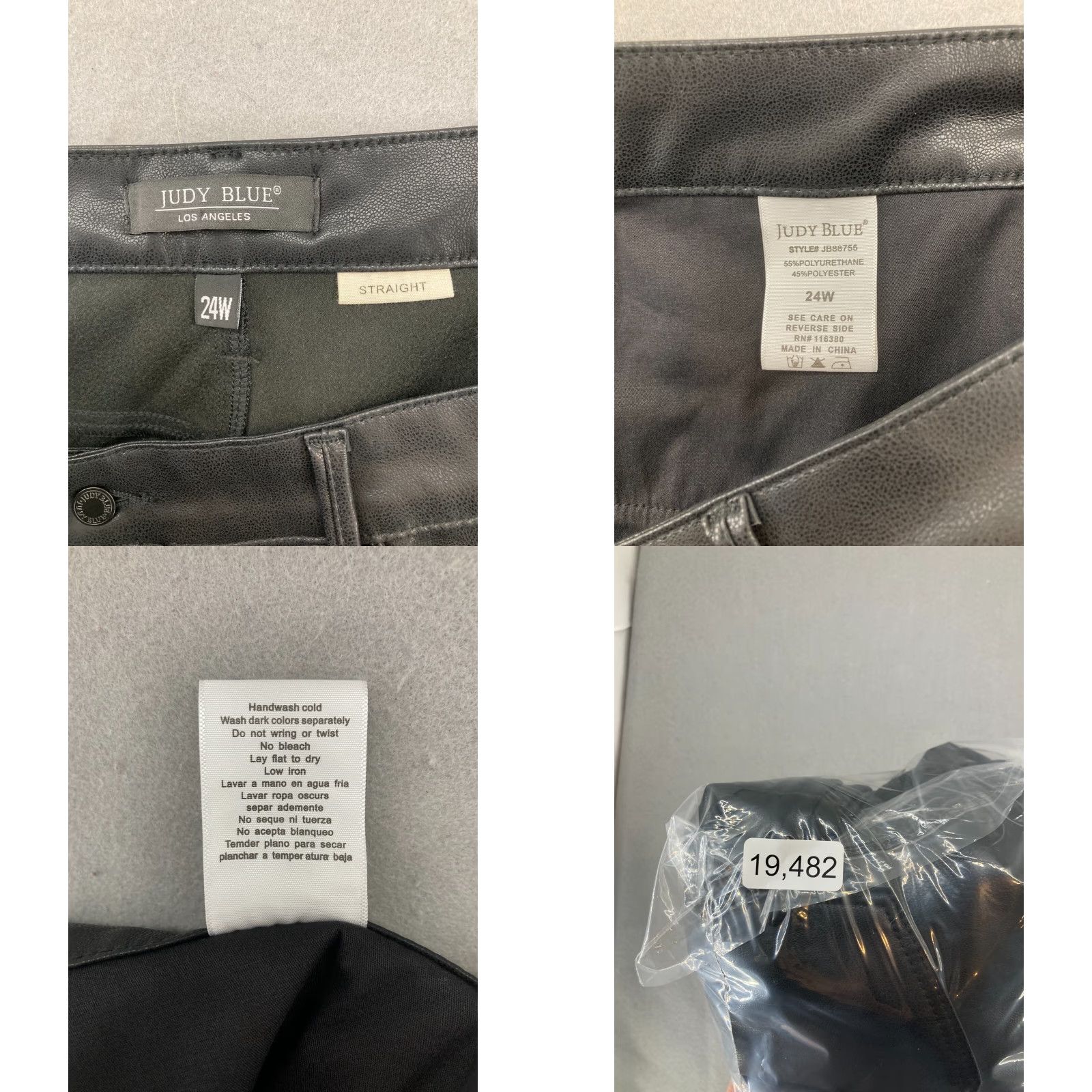 Vintage Judy Blue Pleather Pants Womens 24W Faux Black Leather NWT High Rise Straight Pants Size 42" / US 20 - 9 Thumbnail