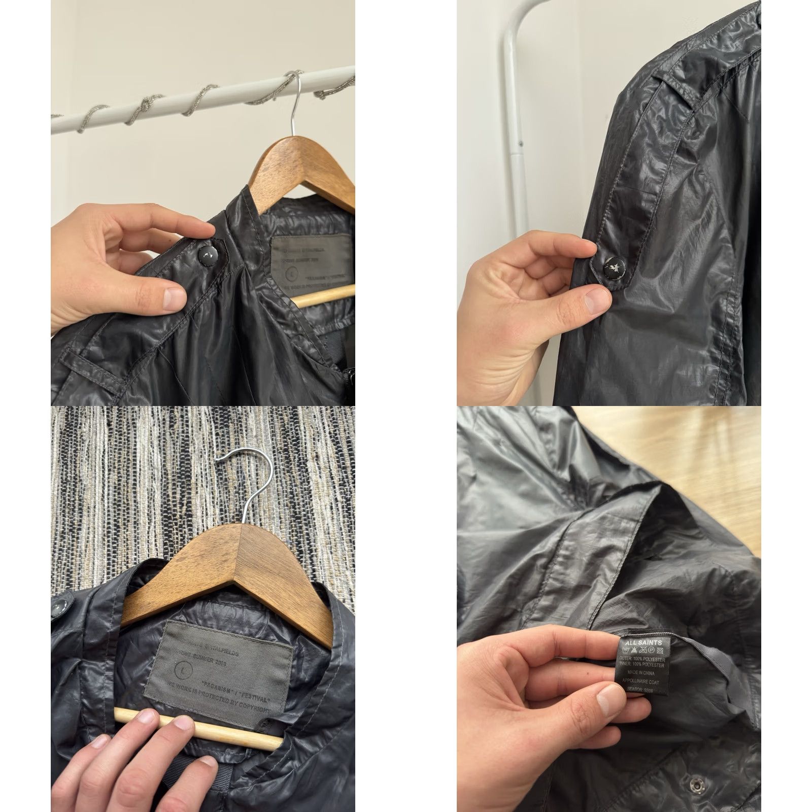 Allsaints VINTAGE AllSaints Jacket Mens Biker Coat 80s 90s Streetwear Gray L Size US L / EU 52-54 / 3 - 8 Thumbnail