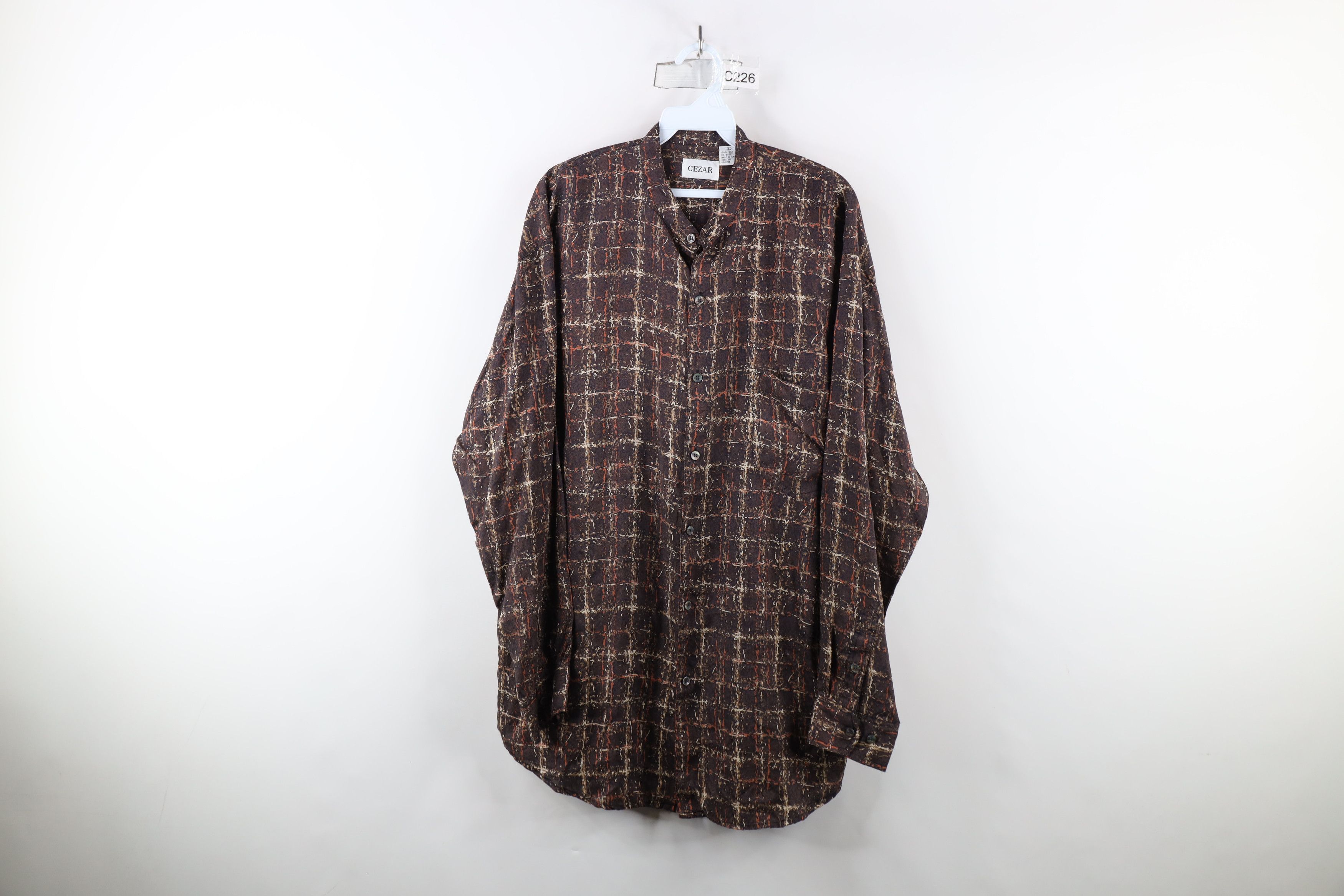 Vintage Vintage 90s Streetwear Abstract Band Collar Button Shirt Size US L / EU 52-54 / 3 - 1 Thumbnail