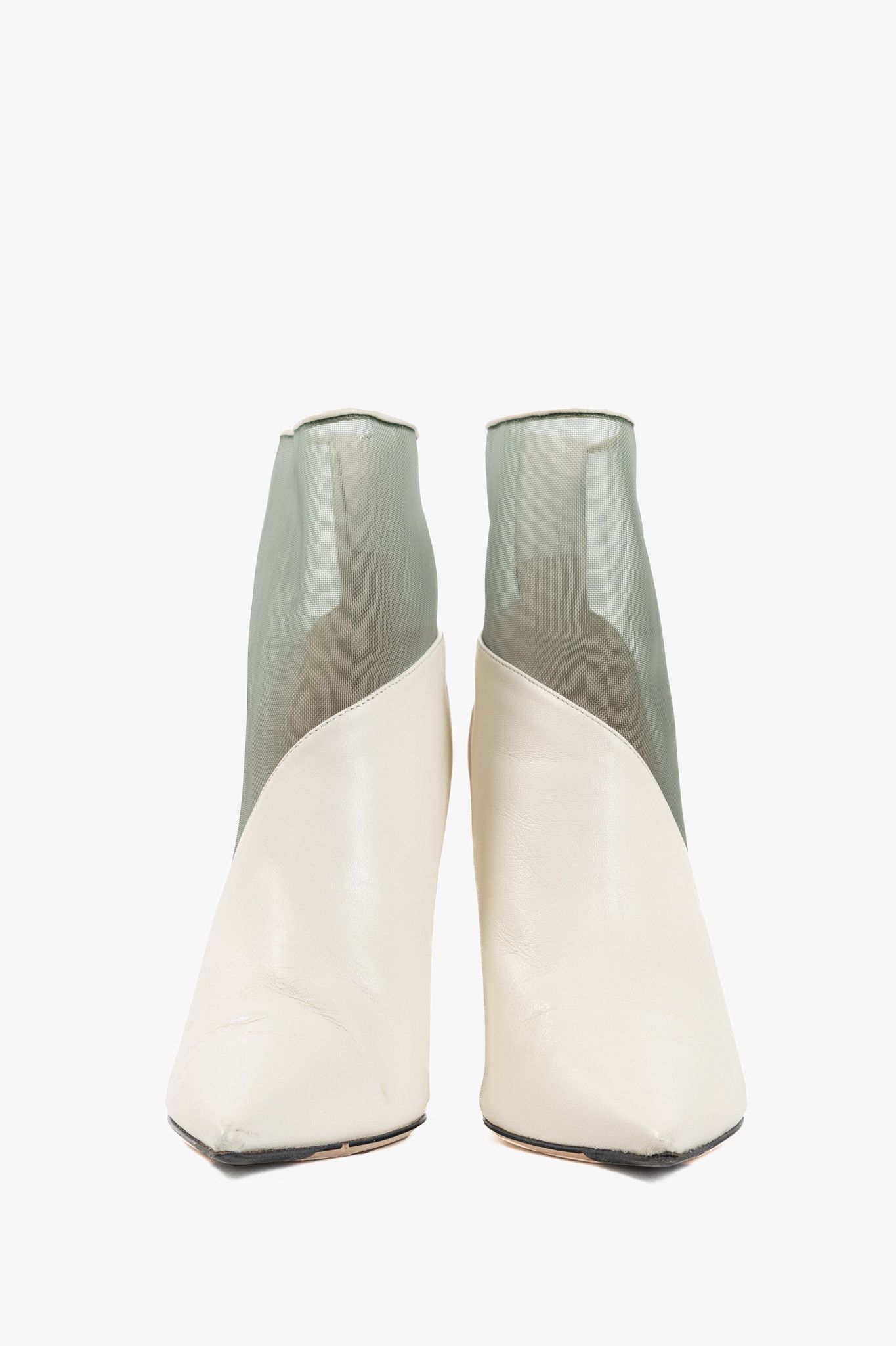Jimmy Choo Jimmy Choo Sioux 100 Latte Nappa & Mint Mesh Ankle Boots Size US 7 / IT 37 - 2 Thumbnail