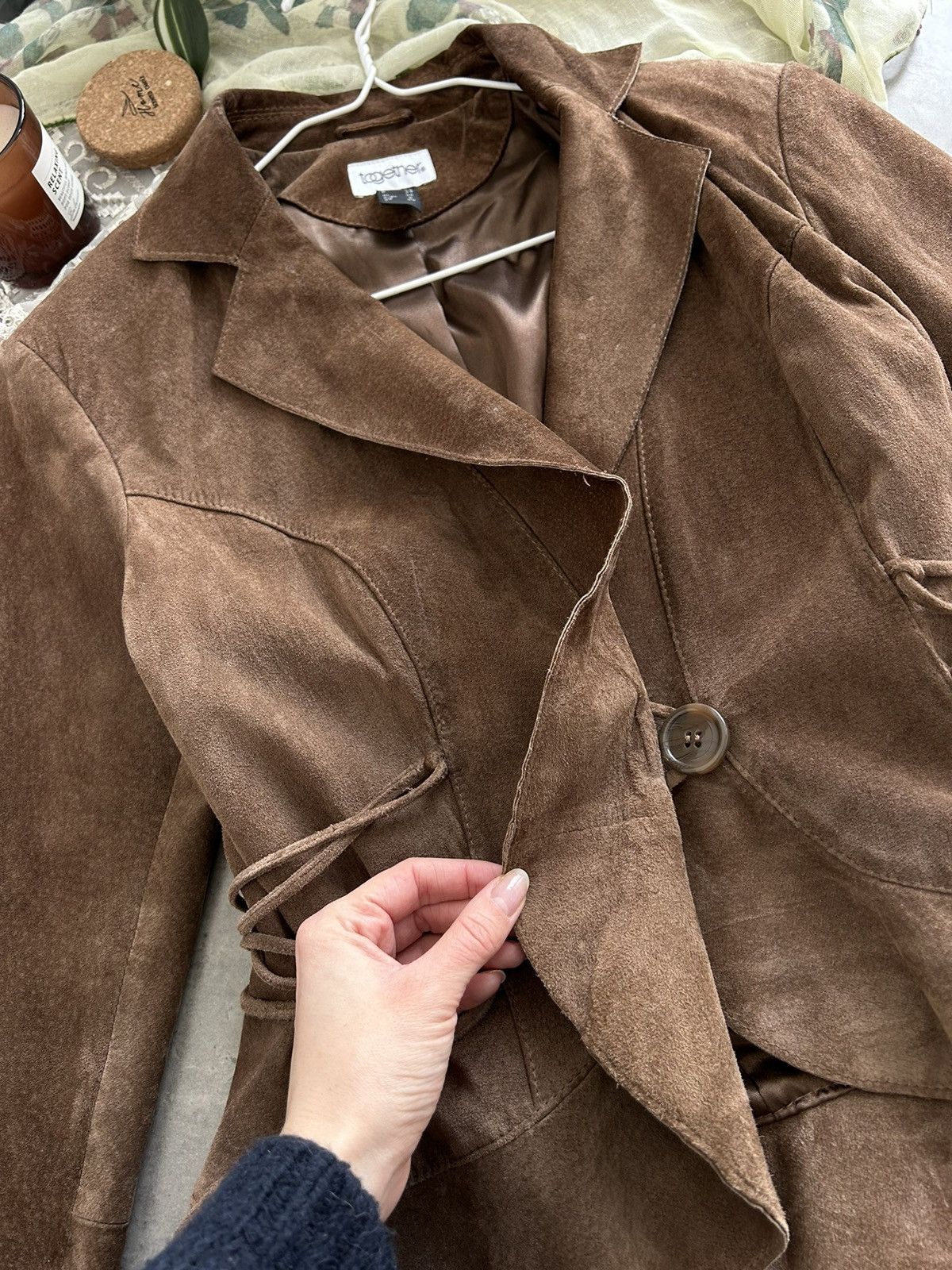 Japanese Brand × Vintage Suede Beautiful Rare Vintage Leather Jacket Brown Y2K Size S / US 4 / IT 40 - 10 Thumbnail