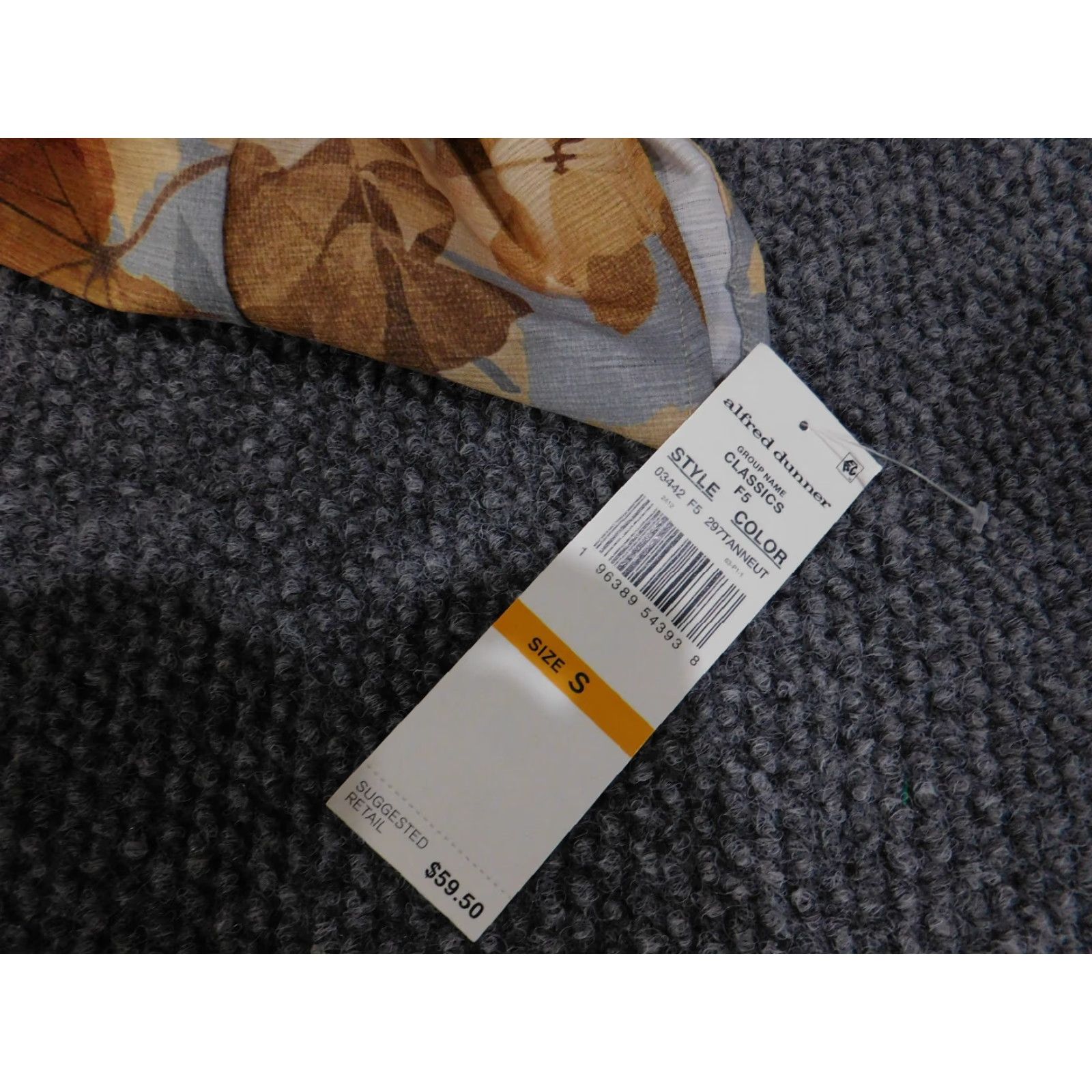 Vintage Alfred Dunner Blouse Womens S Brown Tan Leaf Print Button Front Sheer Top Casual Knit Polyester Beaded 3/4 Sleeve Geometric ID:None Size S / US 4 / IT 40 - 5 Thumbnail