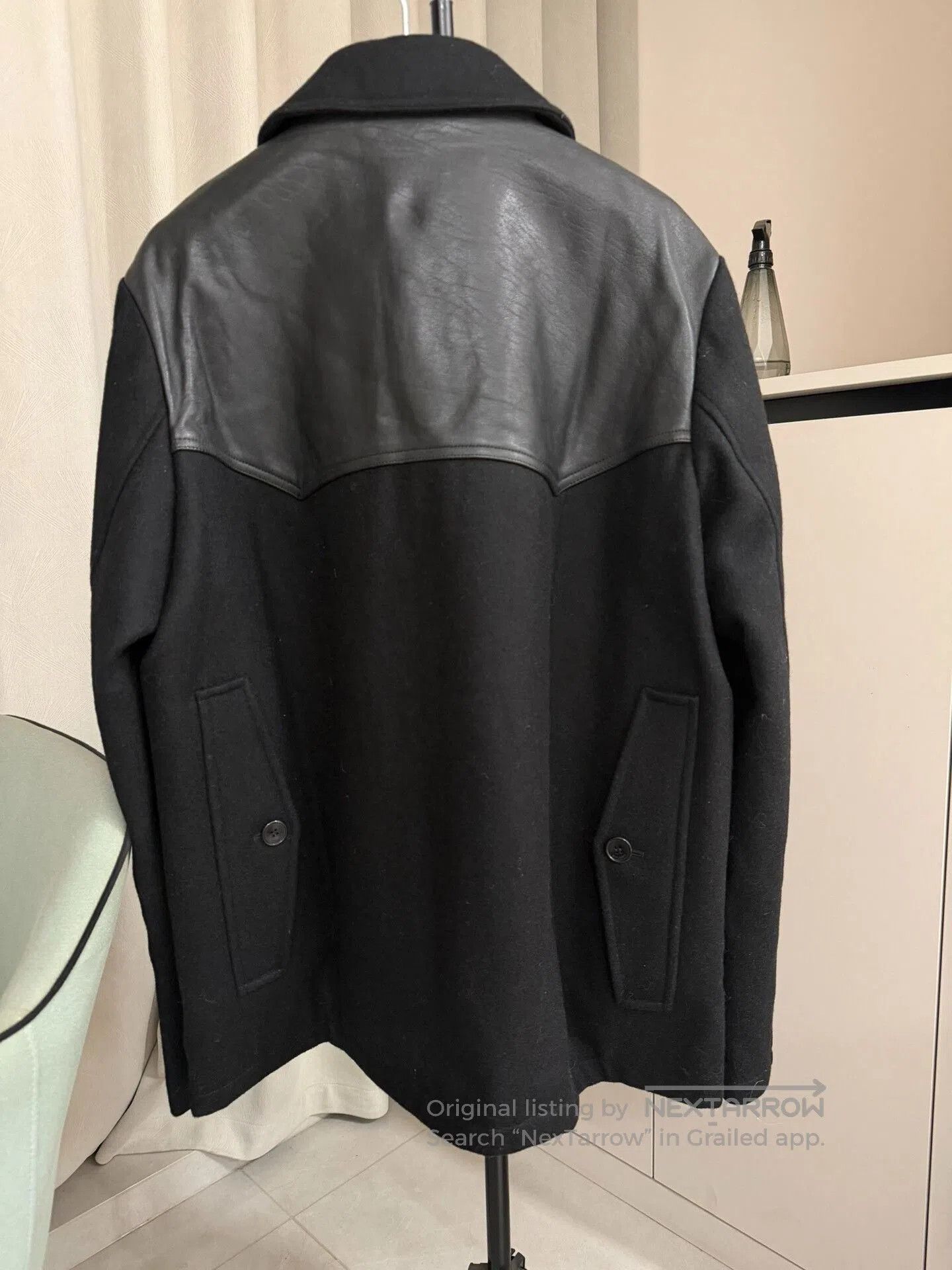 Saint Laurent Paris Saint Laurent Black Leather Wool Jacket. Size US L / EU 52-54 / 3 - 3 Thumbnail