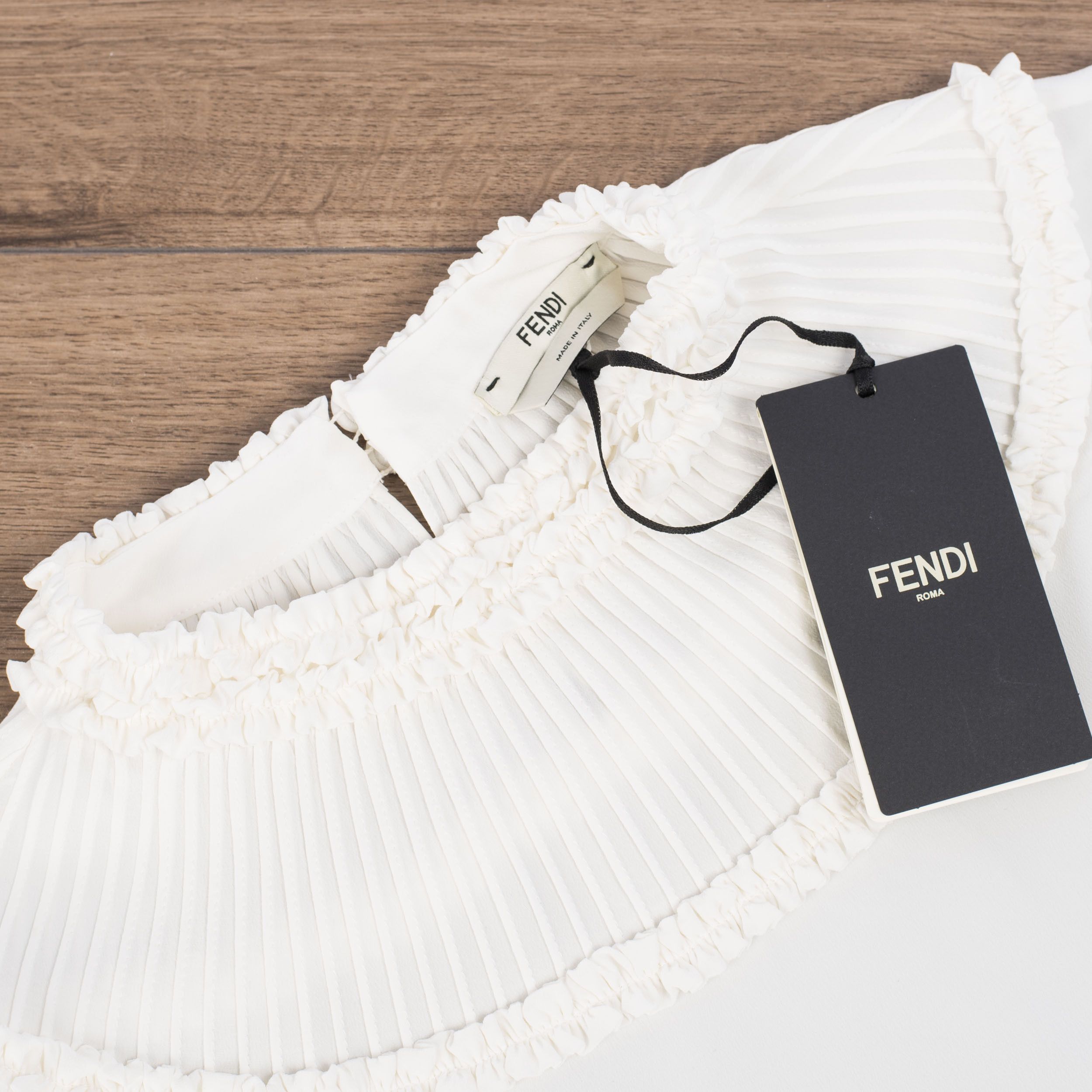 Fendi Crêpe De Chine Top With Ruffles In White Silk Size S / US 4 / IT 40 - 9 Thumbnail