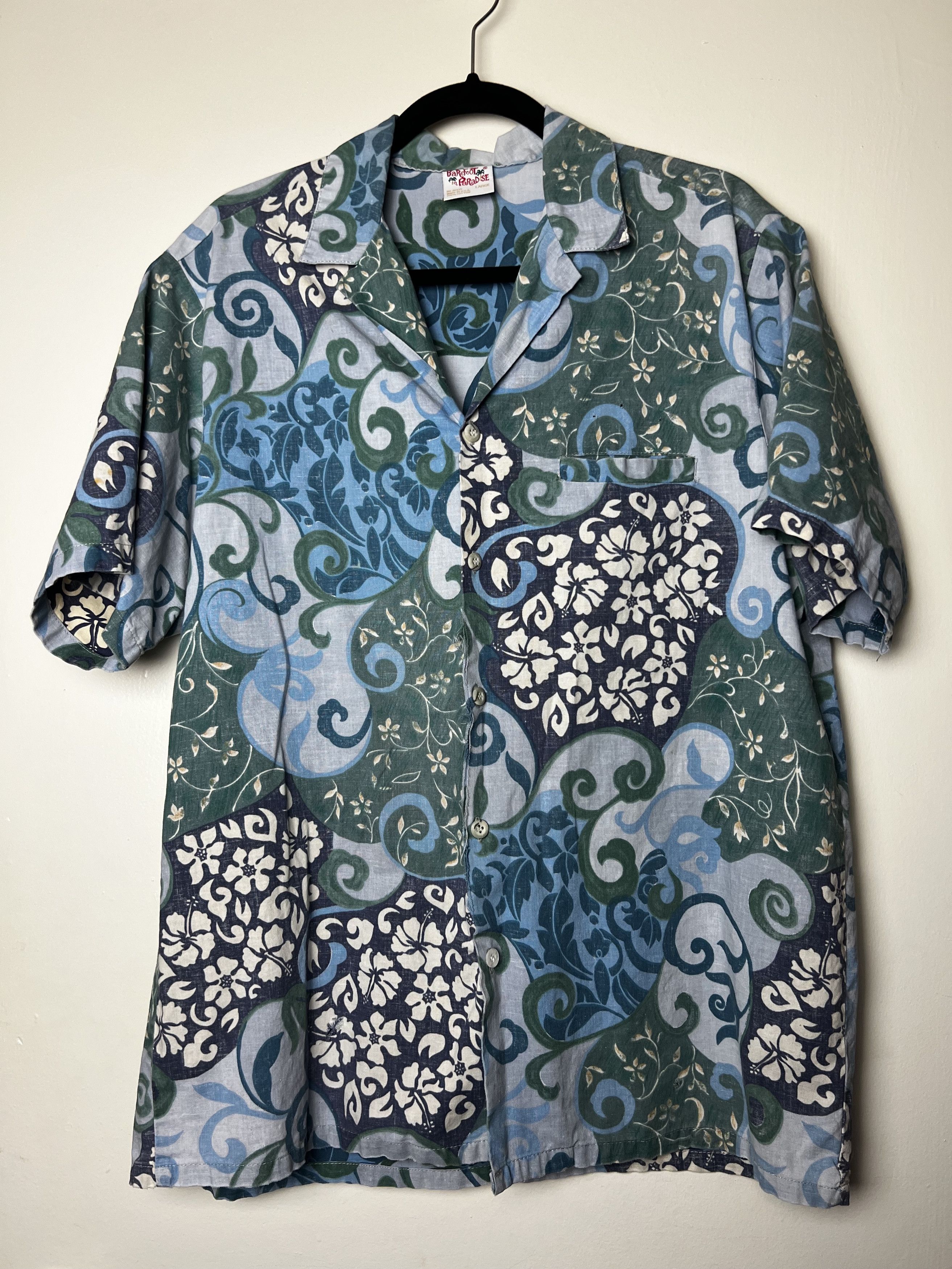 Vintage Vintage 1970's Go Barefoot in Paradise Hawaiian Aloha Shirt Size US L / EU 52-54 / 3 - 10 Thumbnail