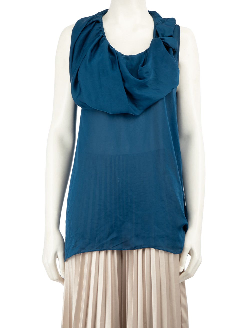 image of Givenchy Blue Ruffle Sleeveless Top, Women's (Size Medium)