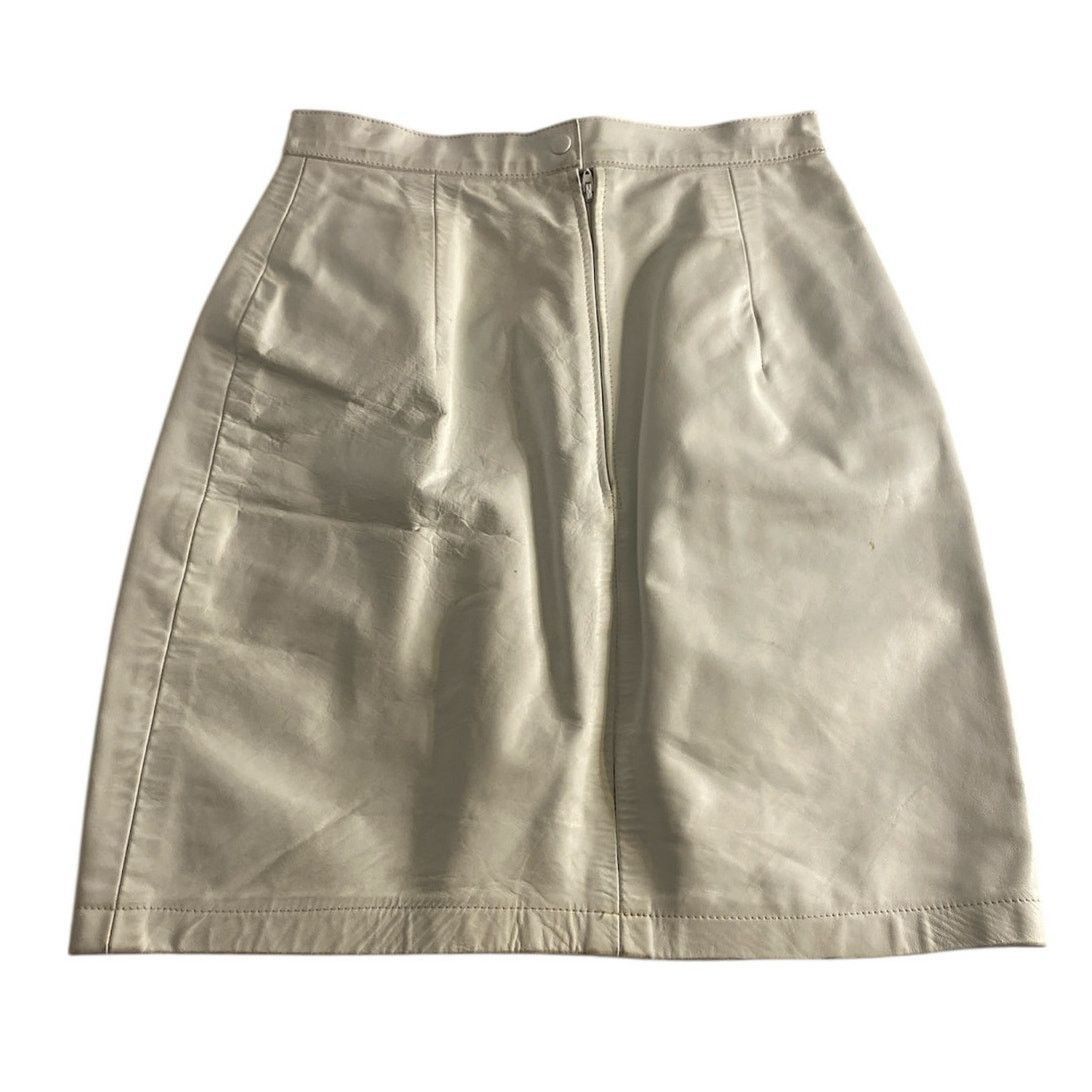 Wilsons Leather Vintage Genuine Leather Mini Skirt Cream Wilsons Leather 8 Size 30" / US 8 / IT 44 - 6 Thumbnail