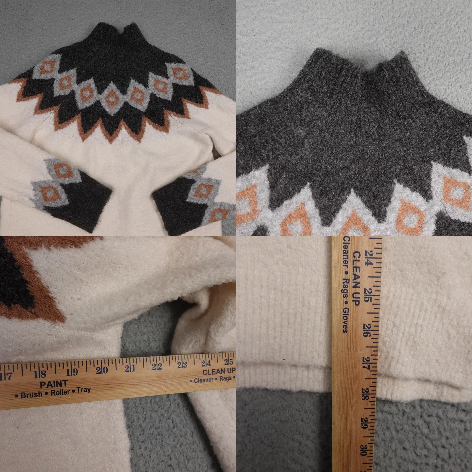 Abercrombie & Fitch Abercrombie & Fitch Sweater Womens Small Cream Fair Isle Mock Neck Long Sleeve Size S / US 4 / IT 40 - 8 Thumbnail