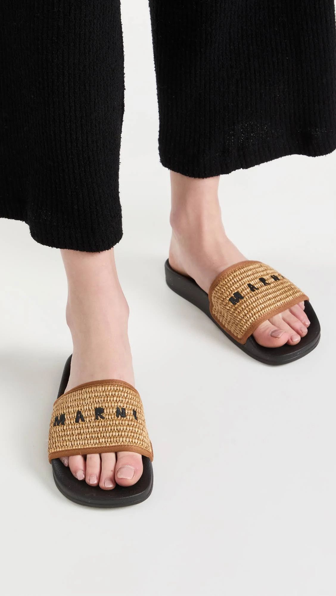Marni o1srvl11e0724 Slide in Black/Beige Size US 8 / EU 41 - 10 Thumbnail