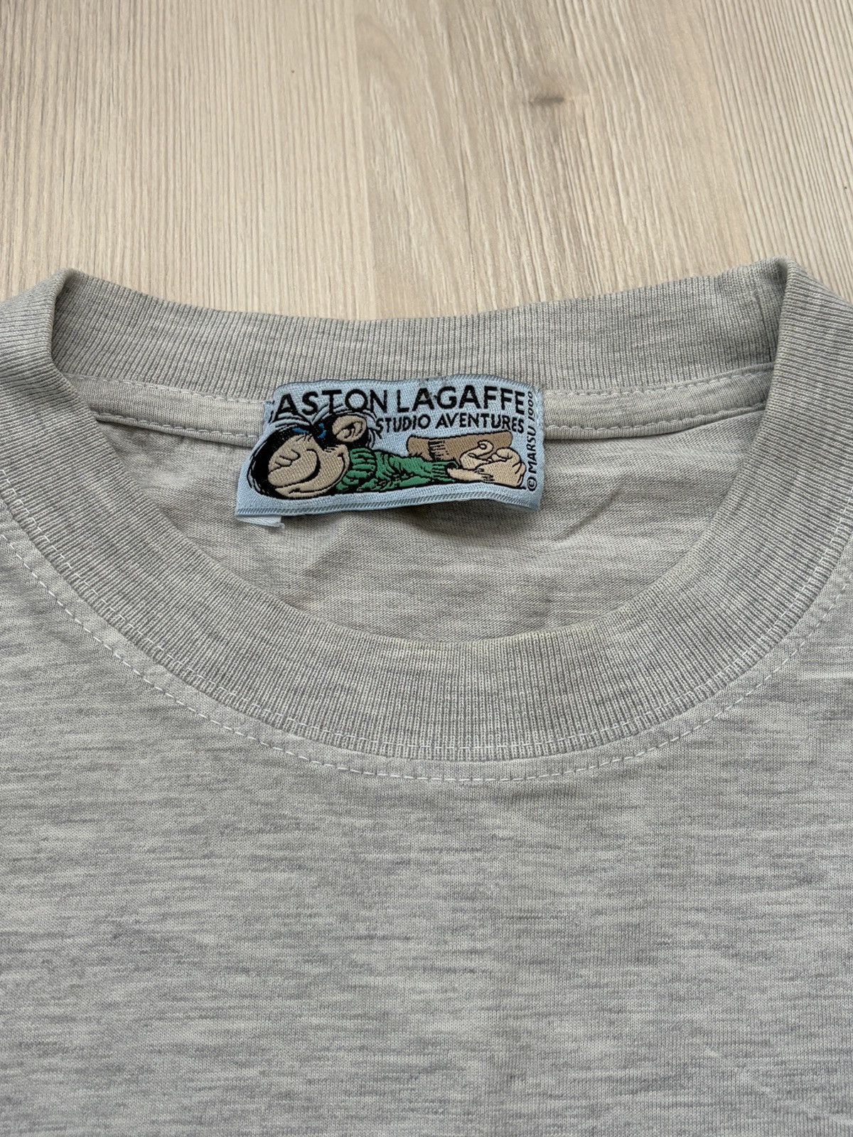 Vintage Gaston Lagaffe Comics 1999 MARSU Gray Wide T-shirt Size US L / EU 52-54 / 3 - 4 Thumbnail