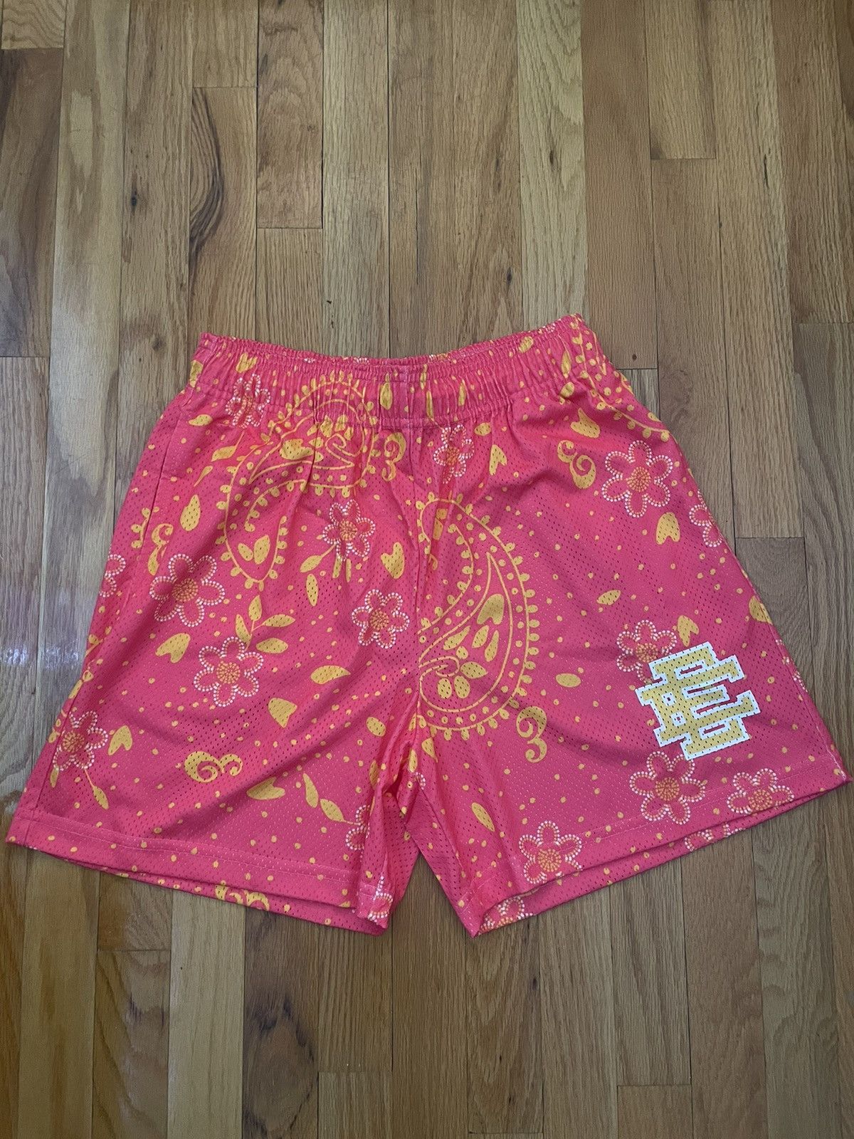 image of Eric Emanuel Ee Mesh Short Pink Paisley Pink Lemonade Large, Men's (Size 34)