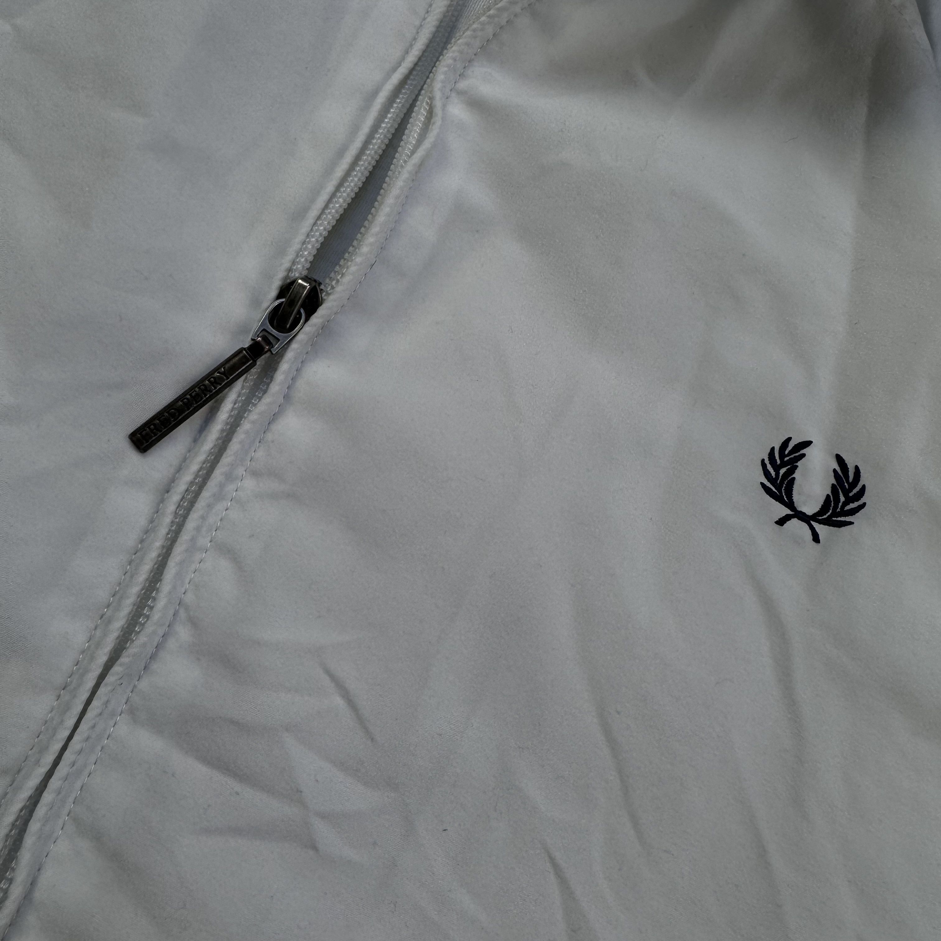 Fred Perry × Vintage FRED PERRY WHITE NYLON VINTAGE TRACK BOMBER ZIP JACKET Size US XL / EU 56 / 4 - 6 Thumbnail