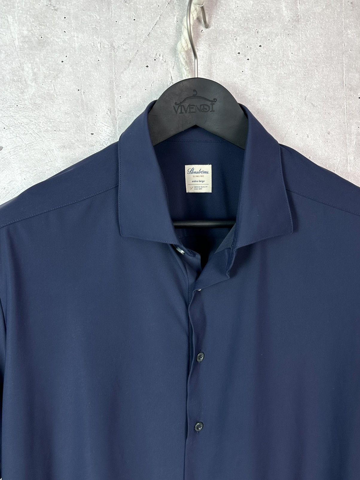 Strenstroms Stenstroms Slimline Short Sleeve Navy Men’s Button-up Shirt Size US XL / EU 56 / 4 - 4 Thumbnail