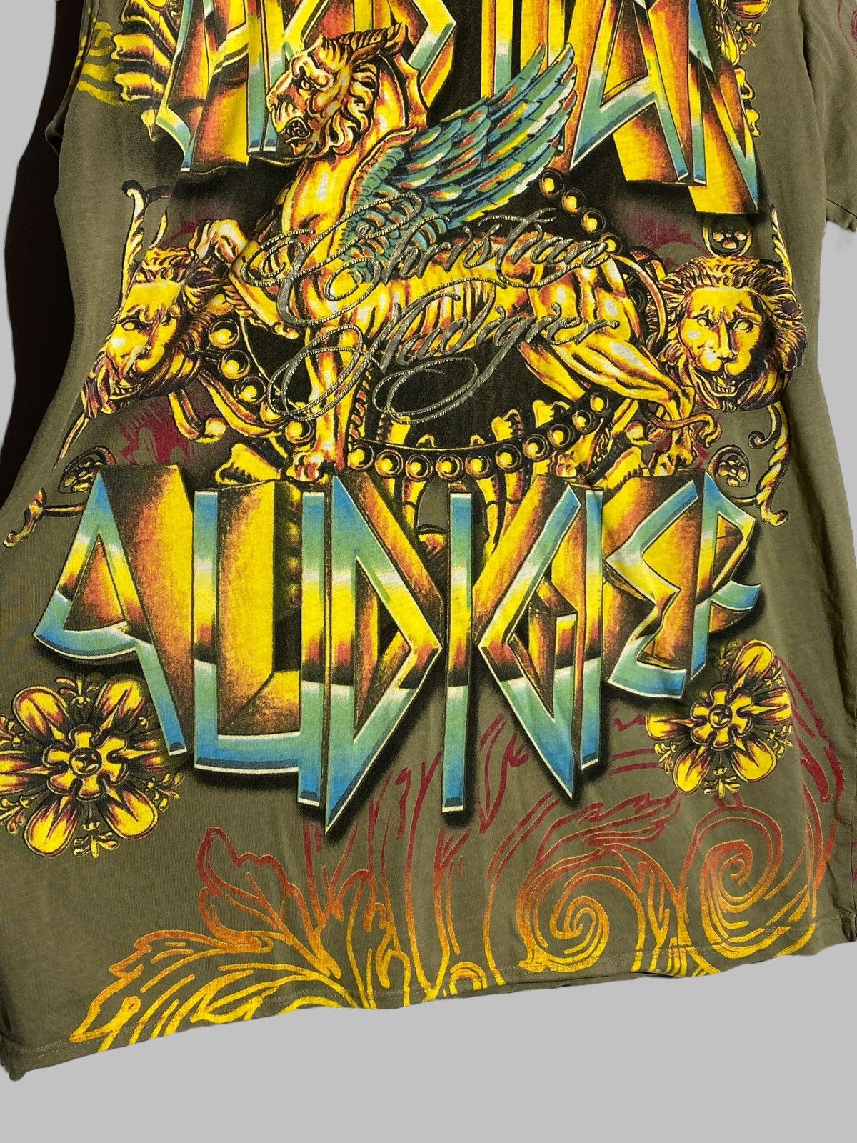 Christian Audigier 🔥 Y2K CHRISTIAN AUDIGIER LAYERED TATTOO DRAGON FLAME PRINT Size US XL / EU 56 / 4 - 8 Thumbnail