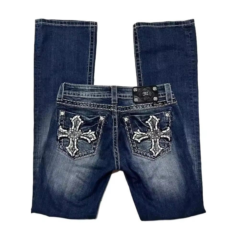 Jean Y2k Streetwear Vintage Style Gothic Punk Bootcut Jeans Size 27" / US 4 / IT 40 - 1 Thumbnail